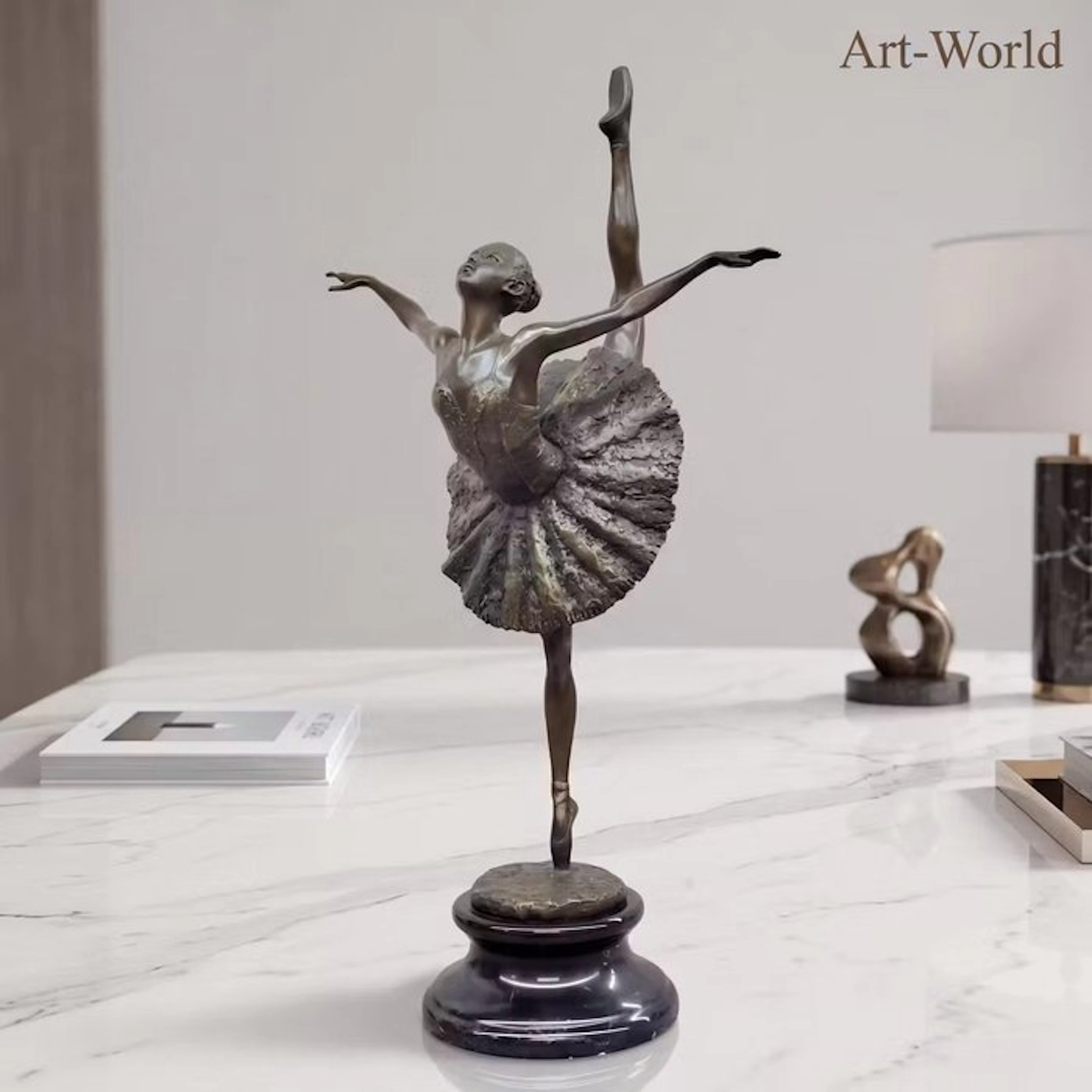Statue, XL Ballerina 66 cm / 8.5 kg - 66 cm - Bronze, Marble