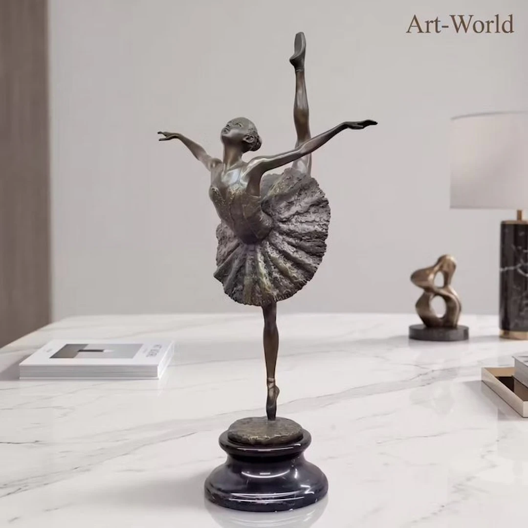 Statue, XL Ballerina 66 cm / 8.5 kg - 66 cm - Bronze, Marble
