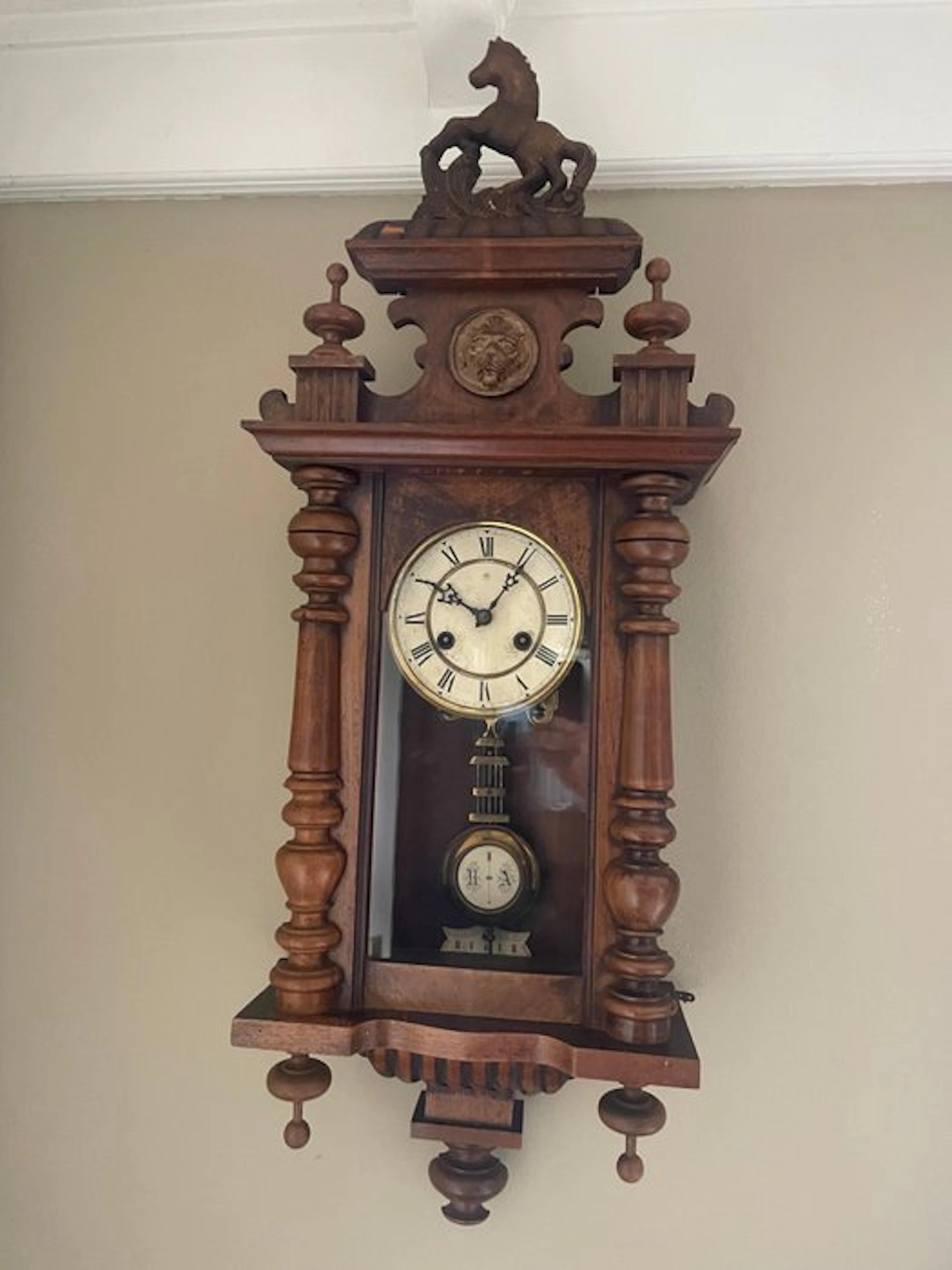 Antique Junghans regulator wall clock ("Horse Clock")...
