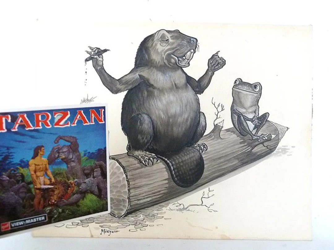 Original artwork drawing by Viewmaster artist Montyne