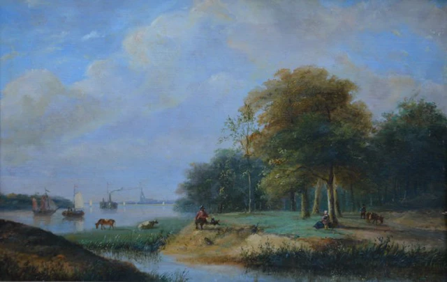 Hollandse School (XIX) - Rivierlandschap