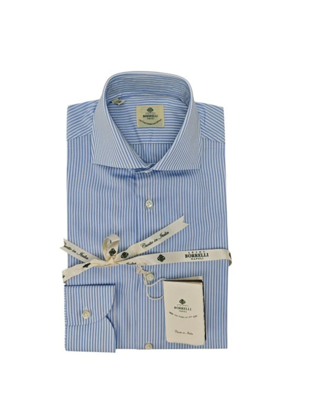 LUIGI BORRELLI NAPOLI - Size 14.5 - 37 (S) - Shirt Blue...