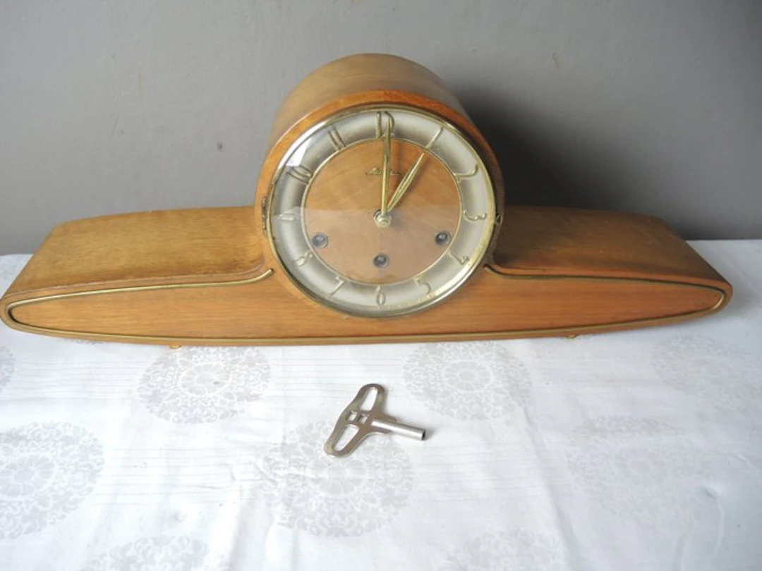 Commode clock - Mauthe - Mid-century modern teak wood - 1960-1970