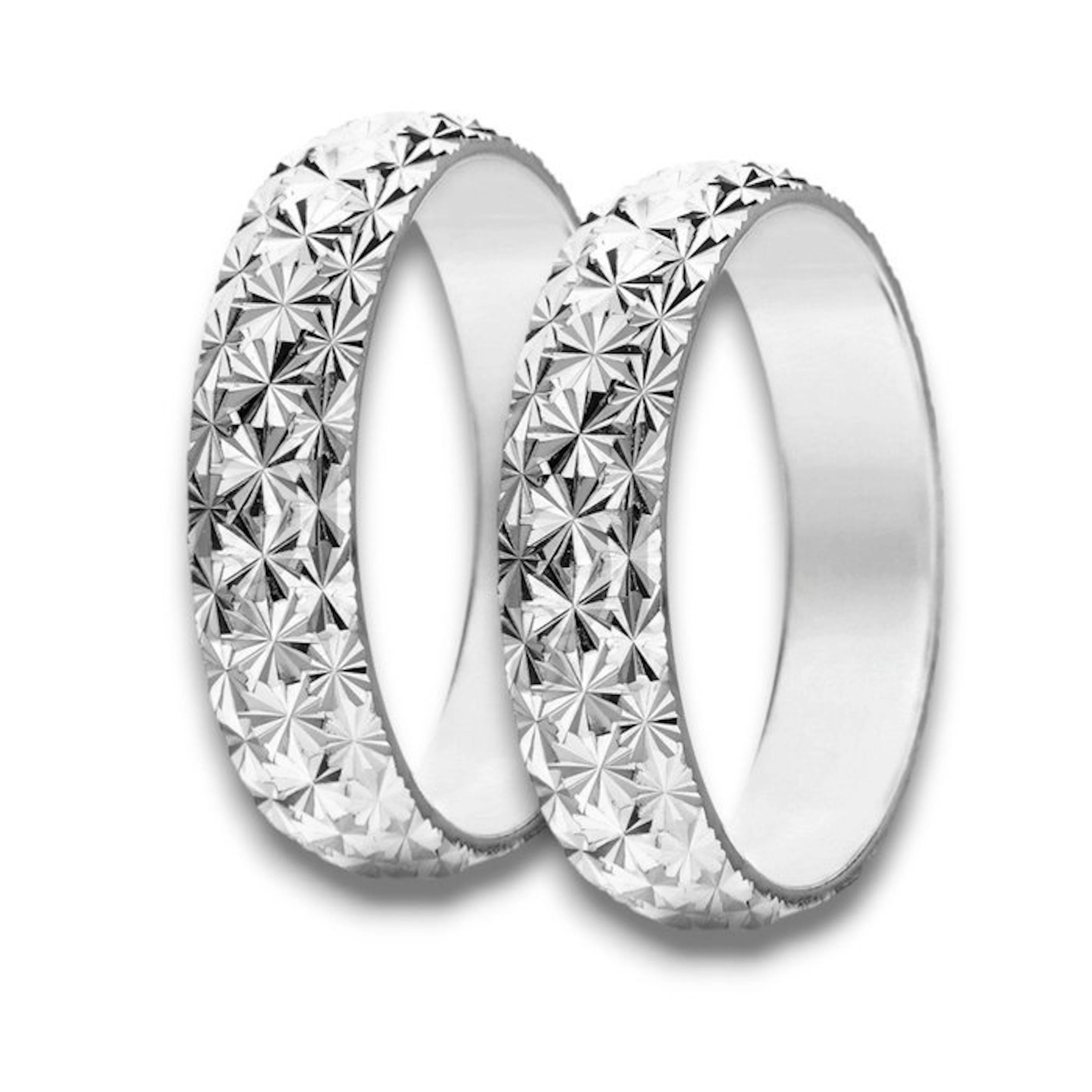 Wedding ring - 18 kt. White gold - Pair of Neve wedding bands 7.1 g