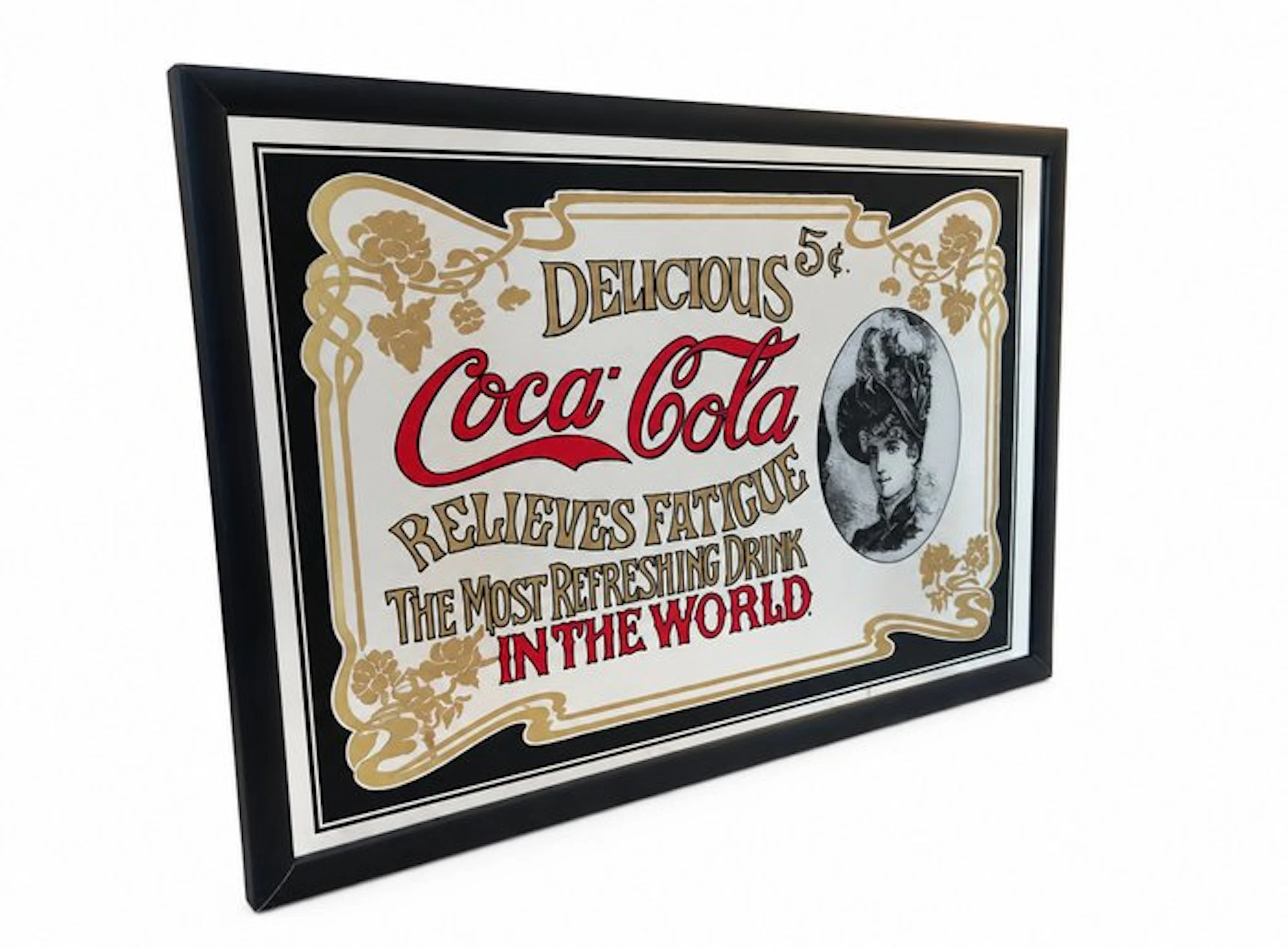Wall mirror - Glass, Wood - Advertising Sign Frame - Coca-Cola