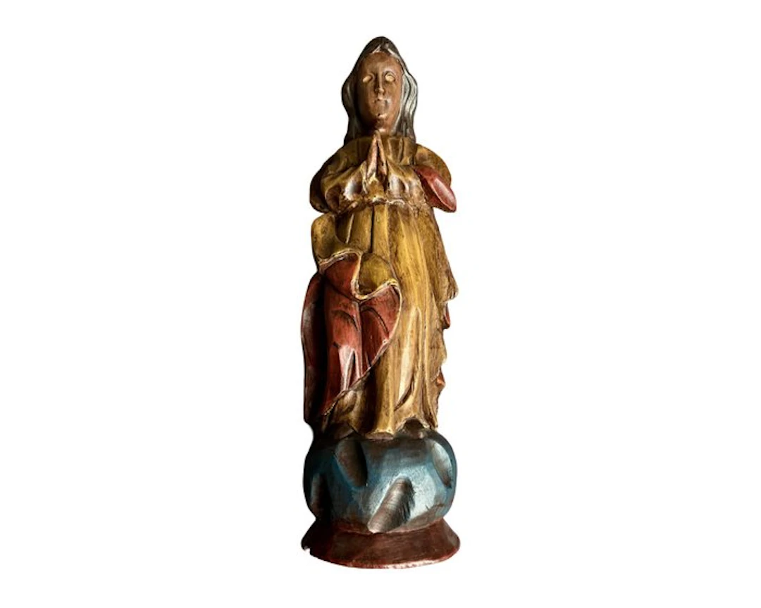 Statue, Vierge en prière- Sculptée à la main - 49 cm - Polychrome wood