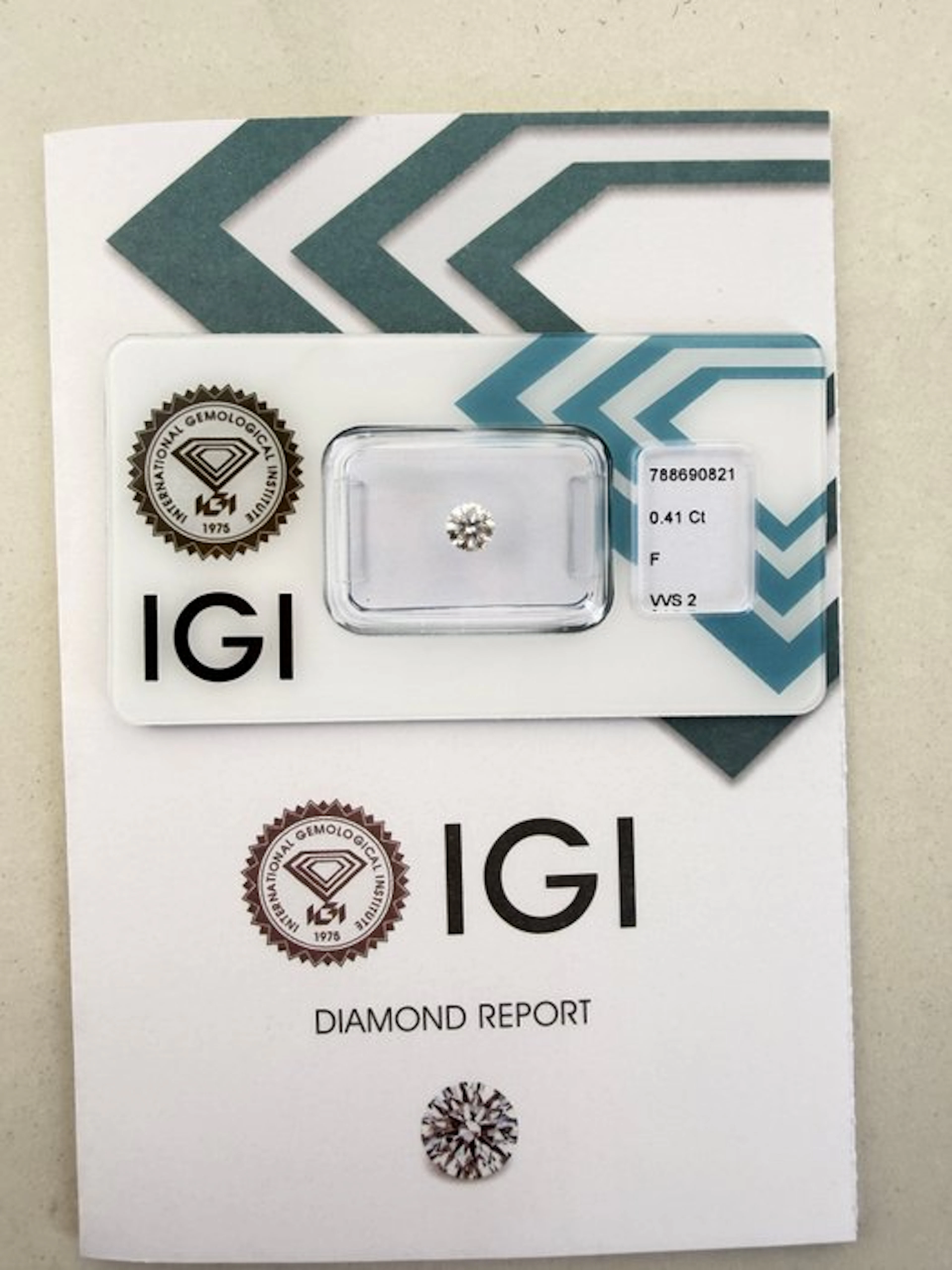 1 pcs Diamond (Natural) - 0.40 ct - Round - F - VVS2...
