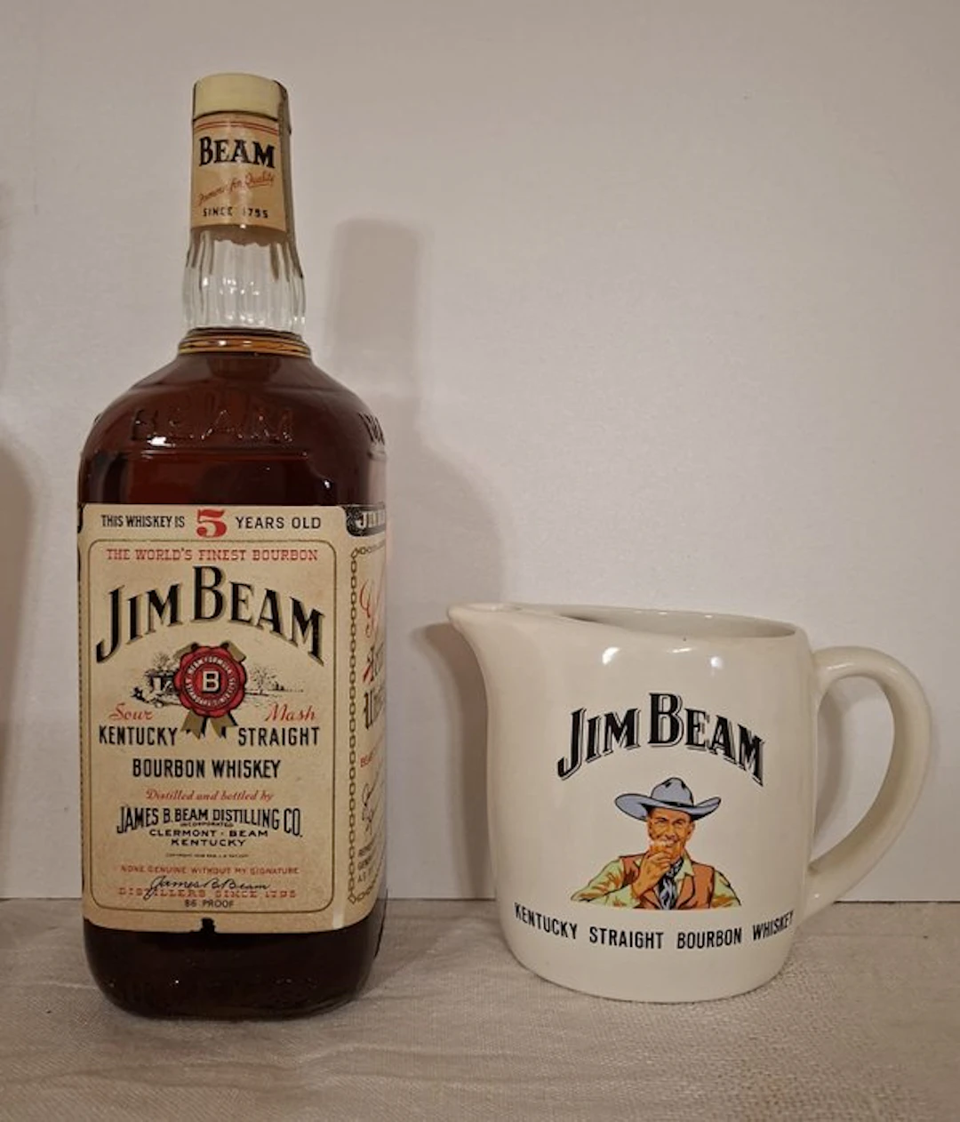 Jim Beam 5 years old Kentucky Straight Bourbon - 86 Proof + Water Jug - b