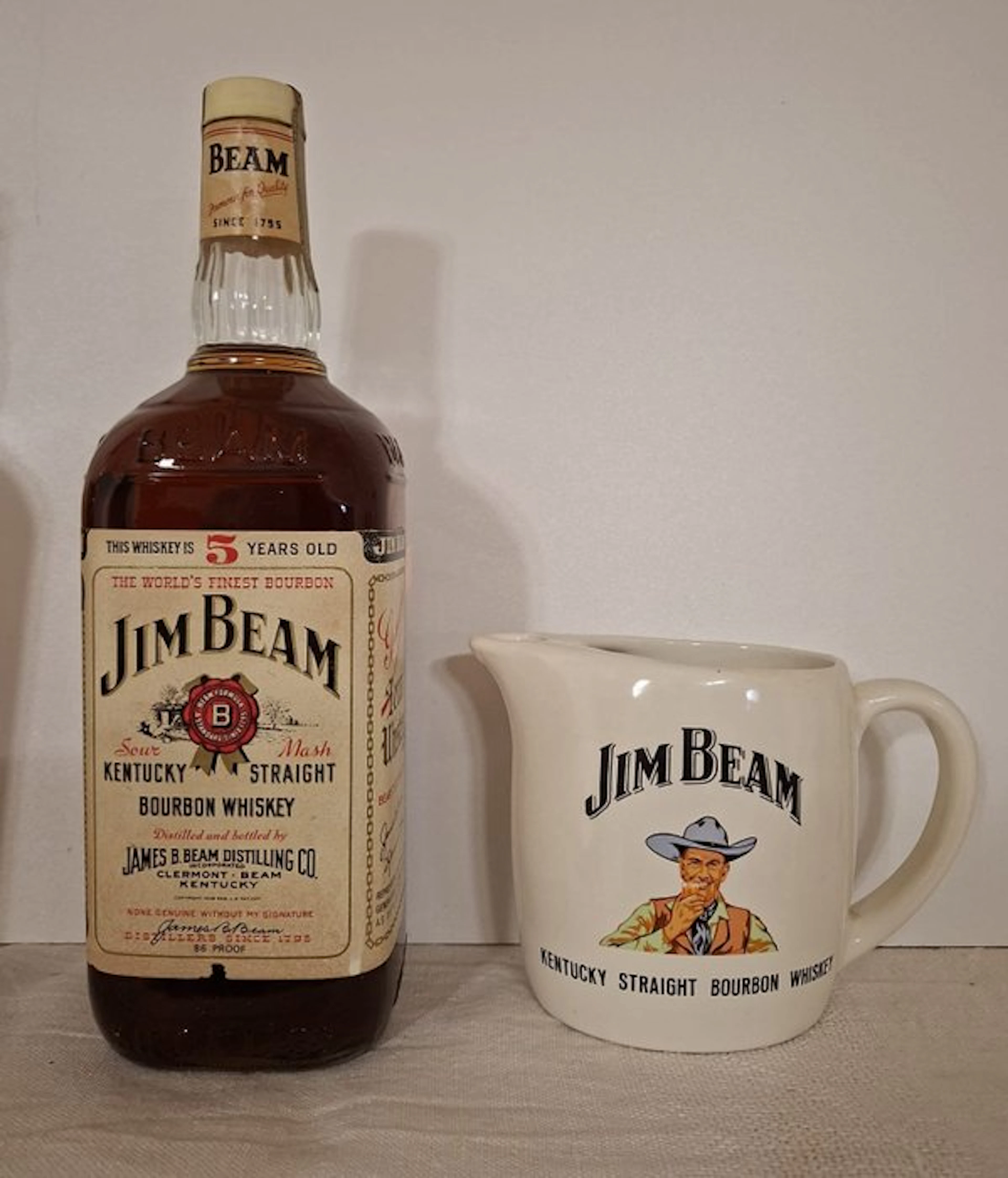 Jim Beam 5 years old Kentucky Straight Bourbon - 86 Proof + Water Jug - b