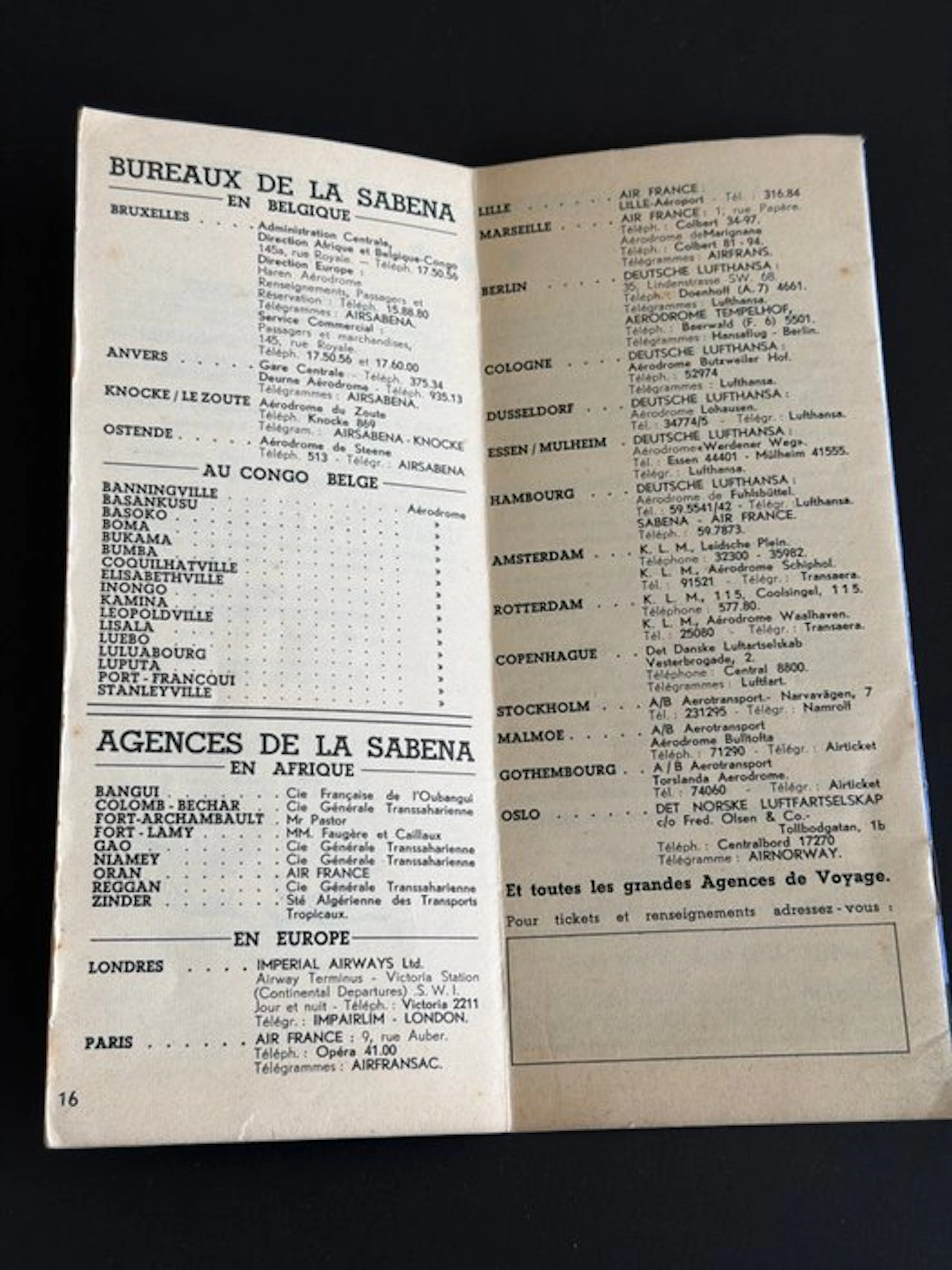 Sabena - Airline and airport memorabilia - 1930-1940 - Sabena Belgium-Congo.