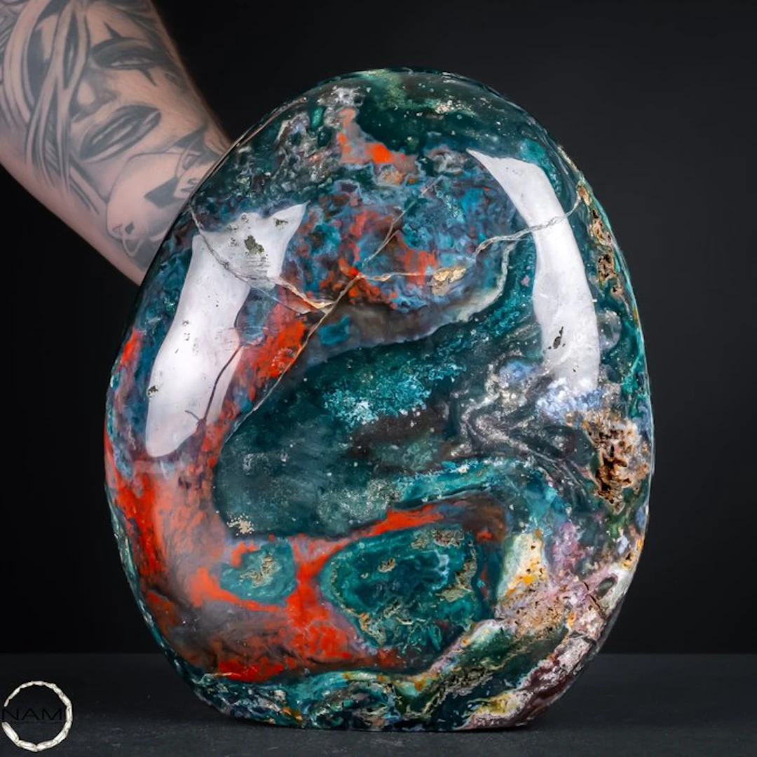 Natural, rare Ocean Jasper freeform – multilayered color...