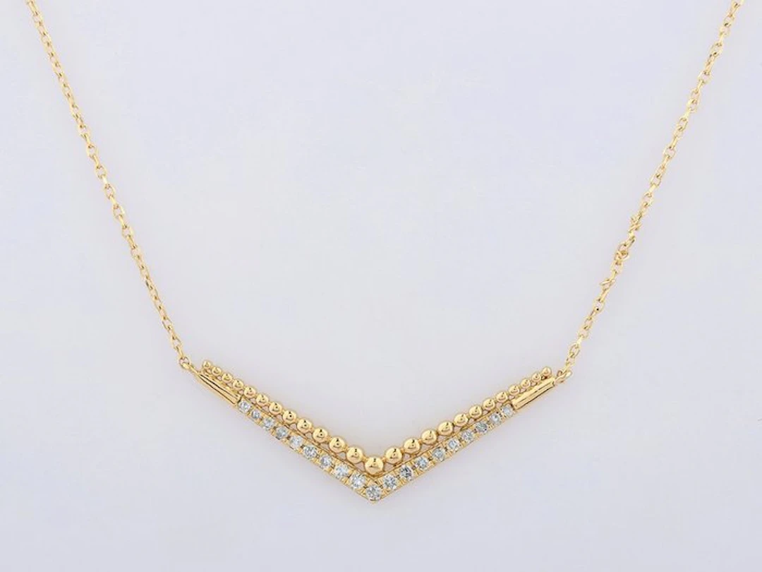 Necklace with pendant - 14 kt. Yellow gold - 0.15ct. tw. Diamond (Natural)