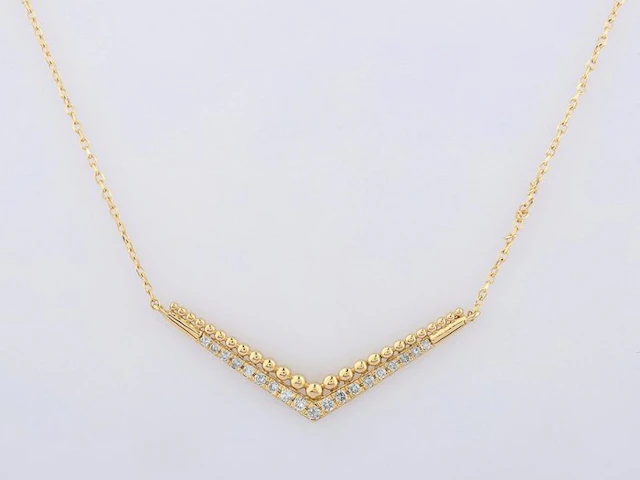 Necklace with pendant - 14 kt. Yellow gold - 0.15ct. tw. Diamond (Natural)