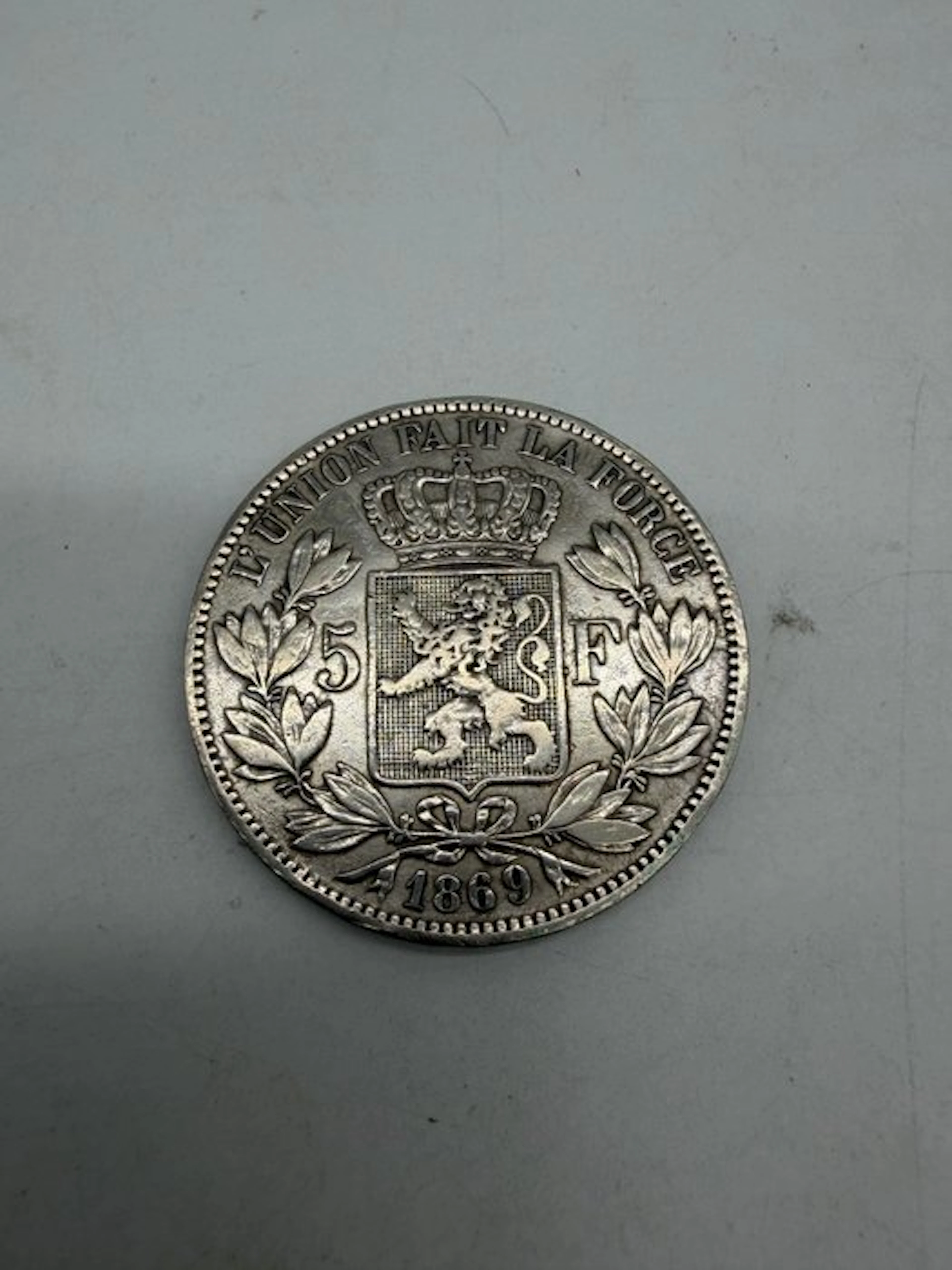 Belgium. Leopold II. 5 Francs 1869 (No reserve price)