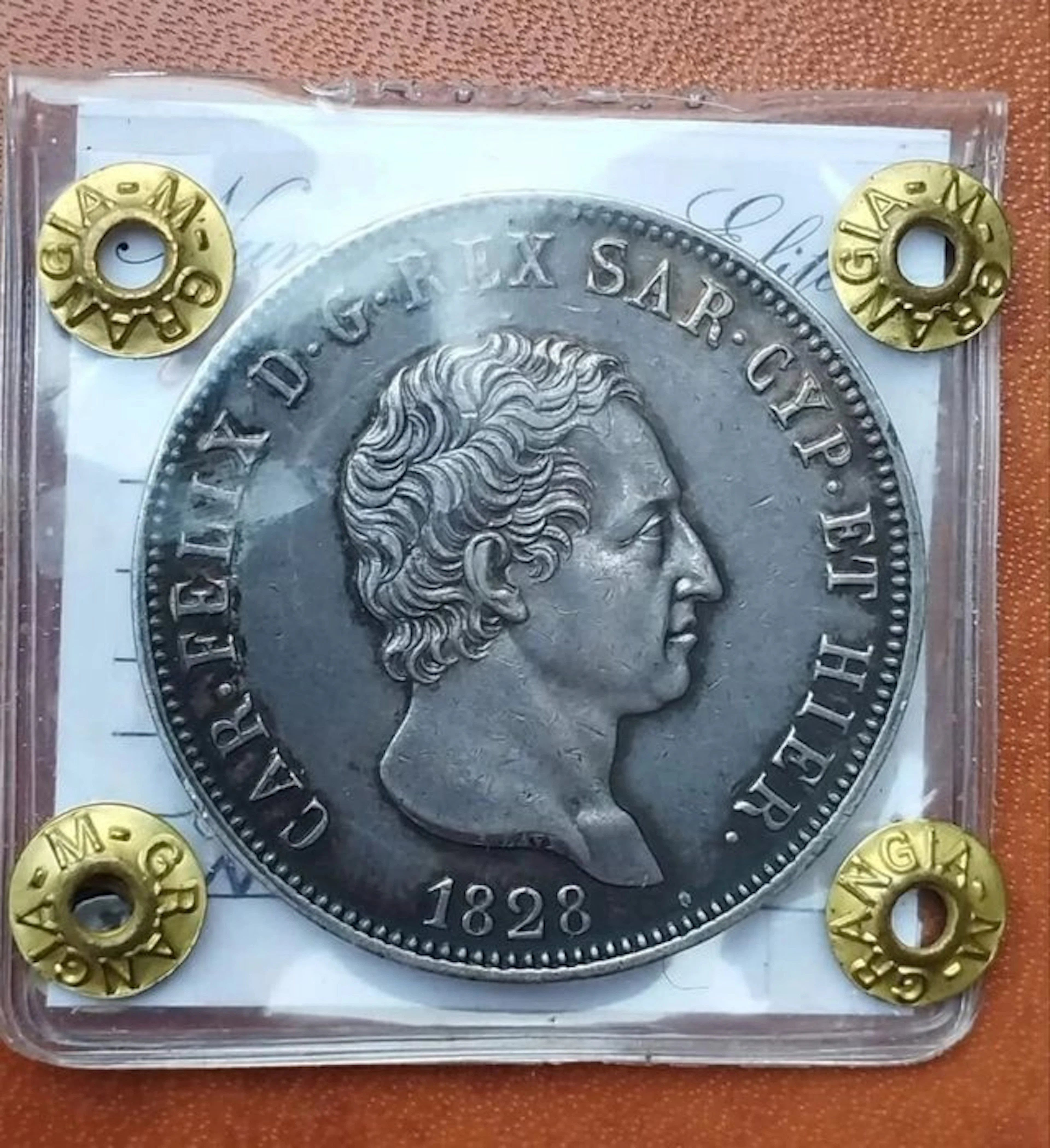 Italy, Kingdom of Sardinia Carlo Felice. 5 Lire 1828 Torino