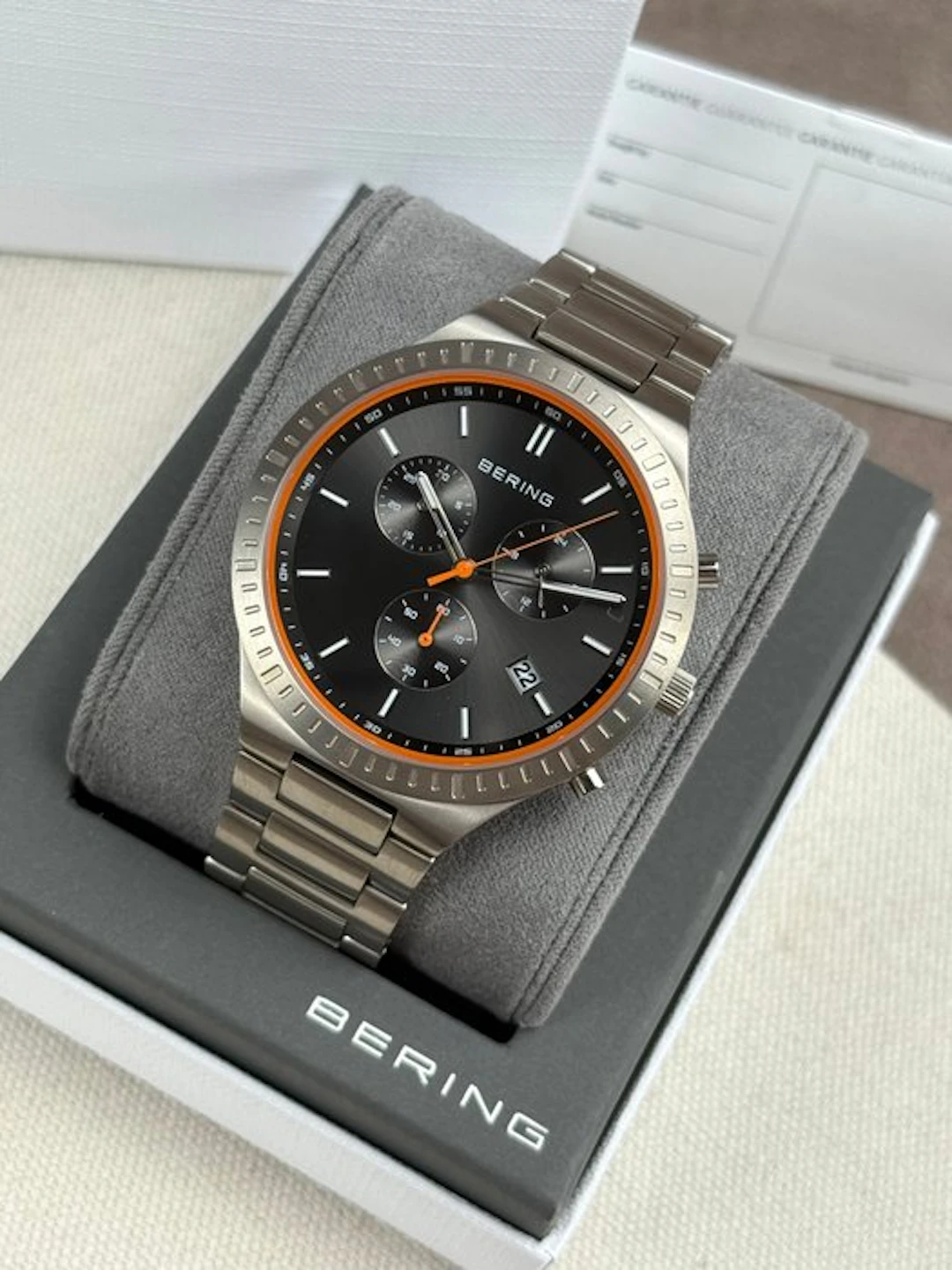 Bering - Chronograph Date Titanium Grey/Orange - No...