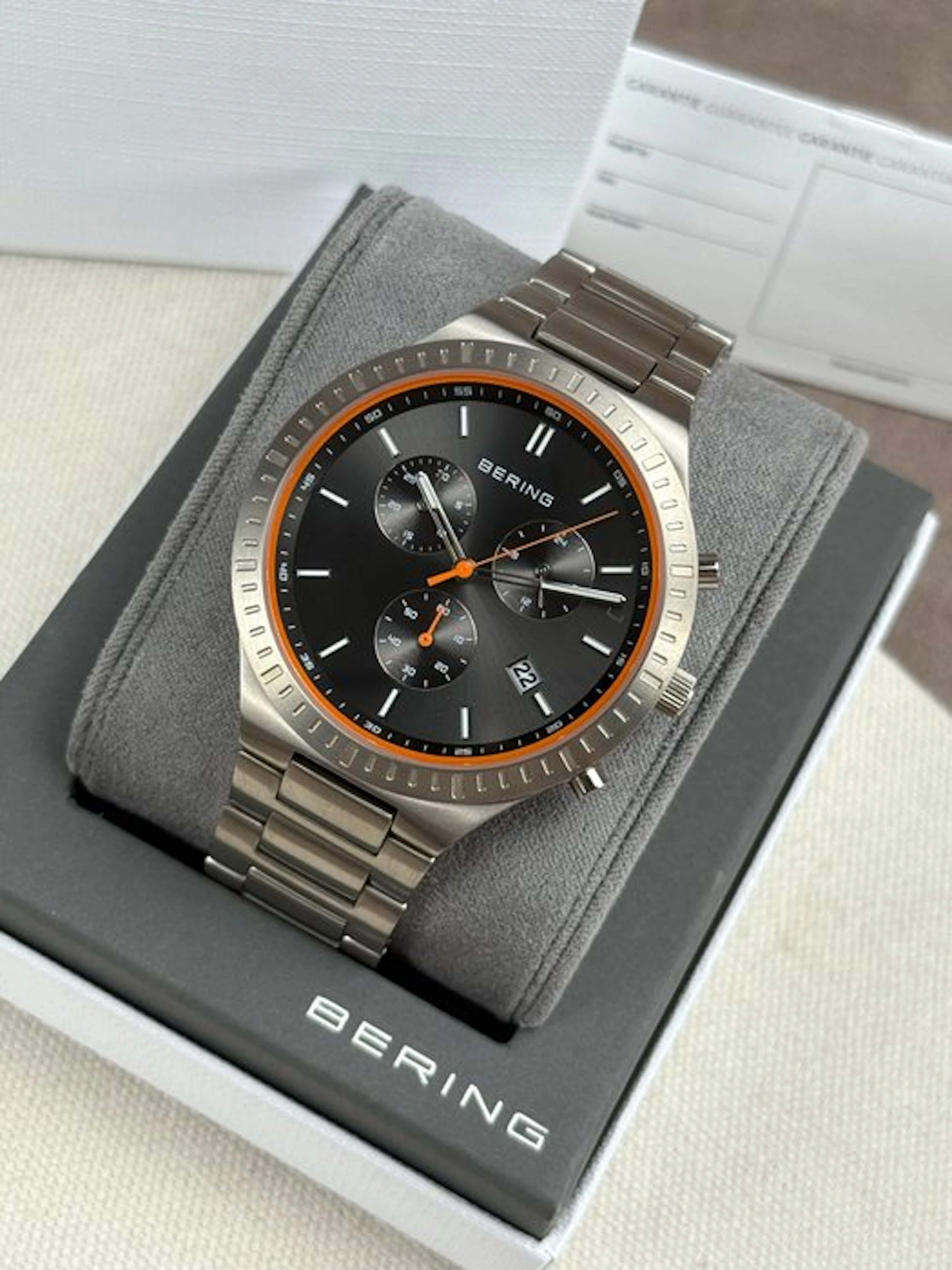 Bering - Chronograph Date Titanium Grey/Orange - No...