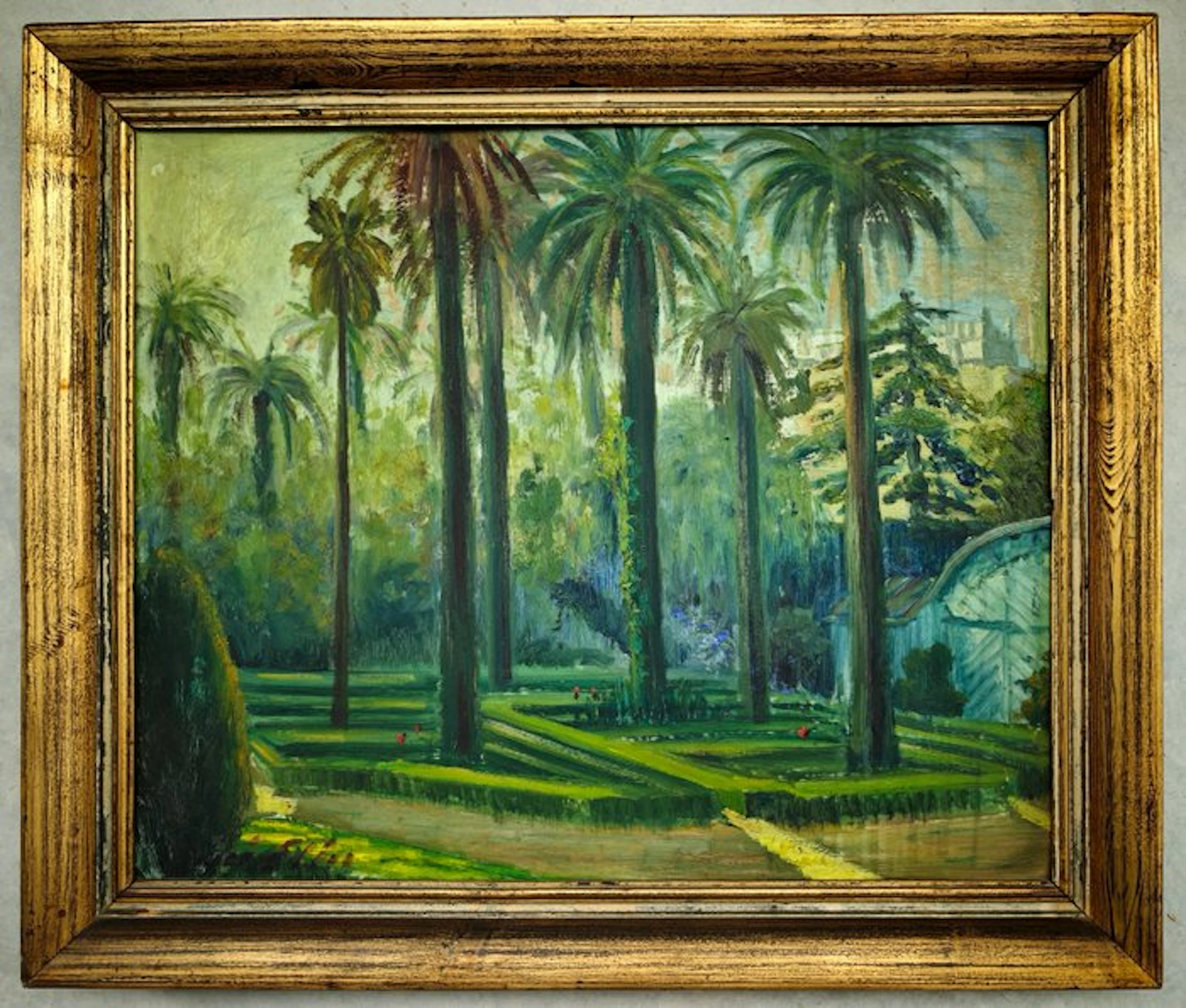 École postimpressionniste espagnole (XX) - Jardin aux palmiers.