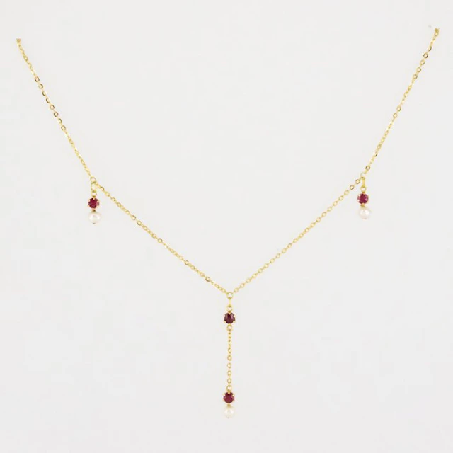 Pendant - 18 kt. Yellow gold Ruby - Pearl