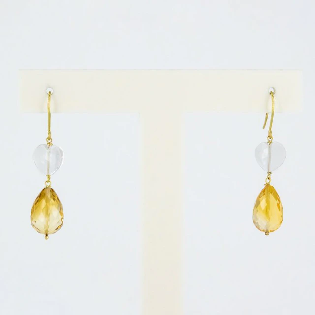 Earrings - 18 kt. Yellow gold Quartz - Quartz