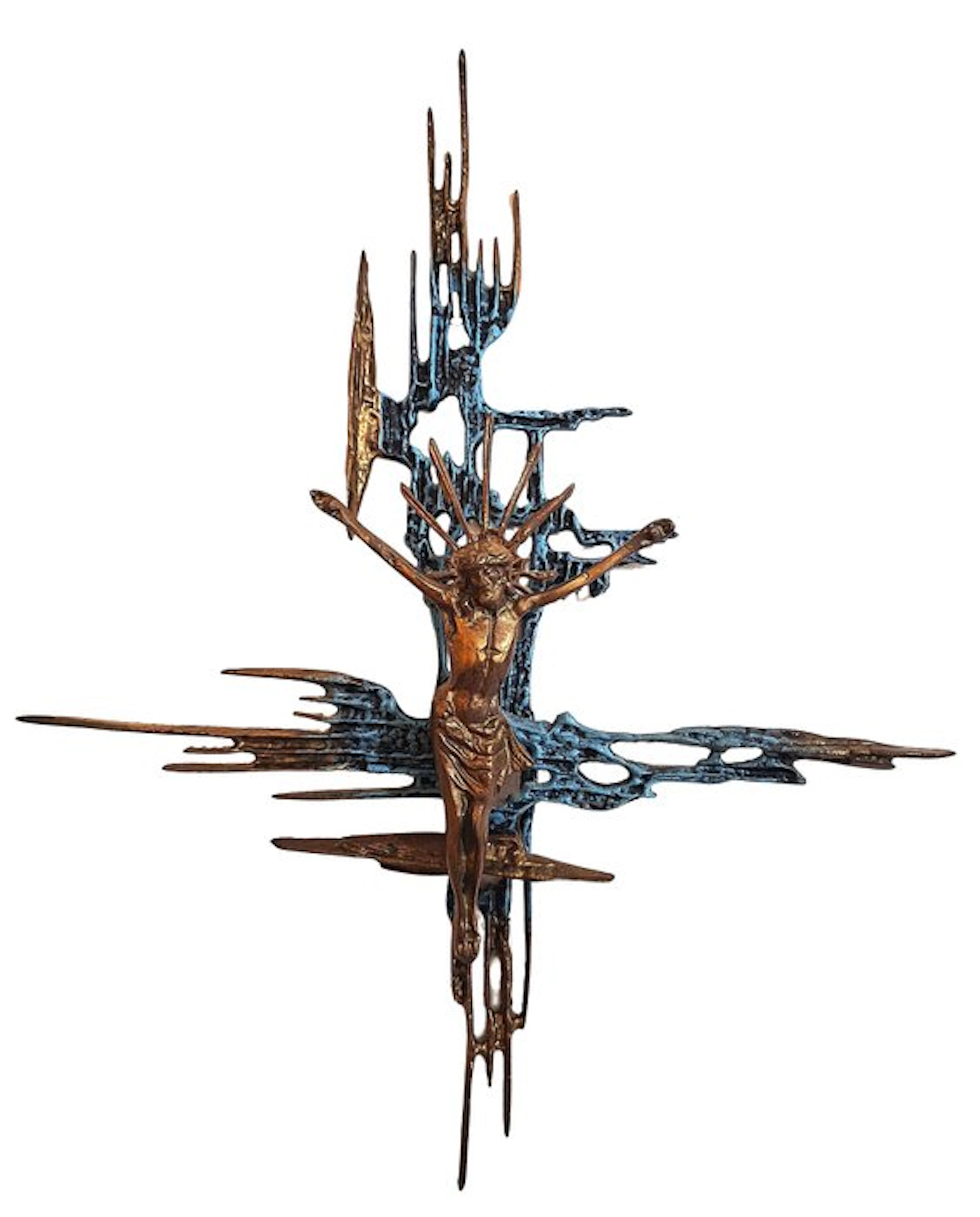 Cross - Gilt bronze - 1970-1980 - Inspired by Dalí - 50 cm.