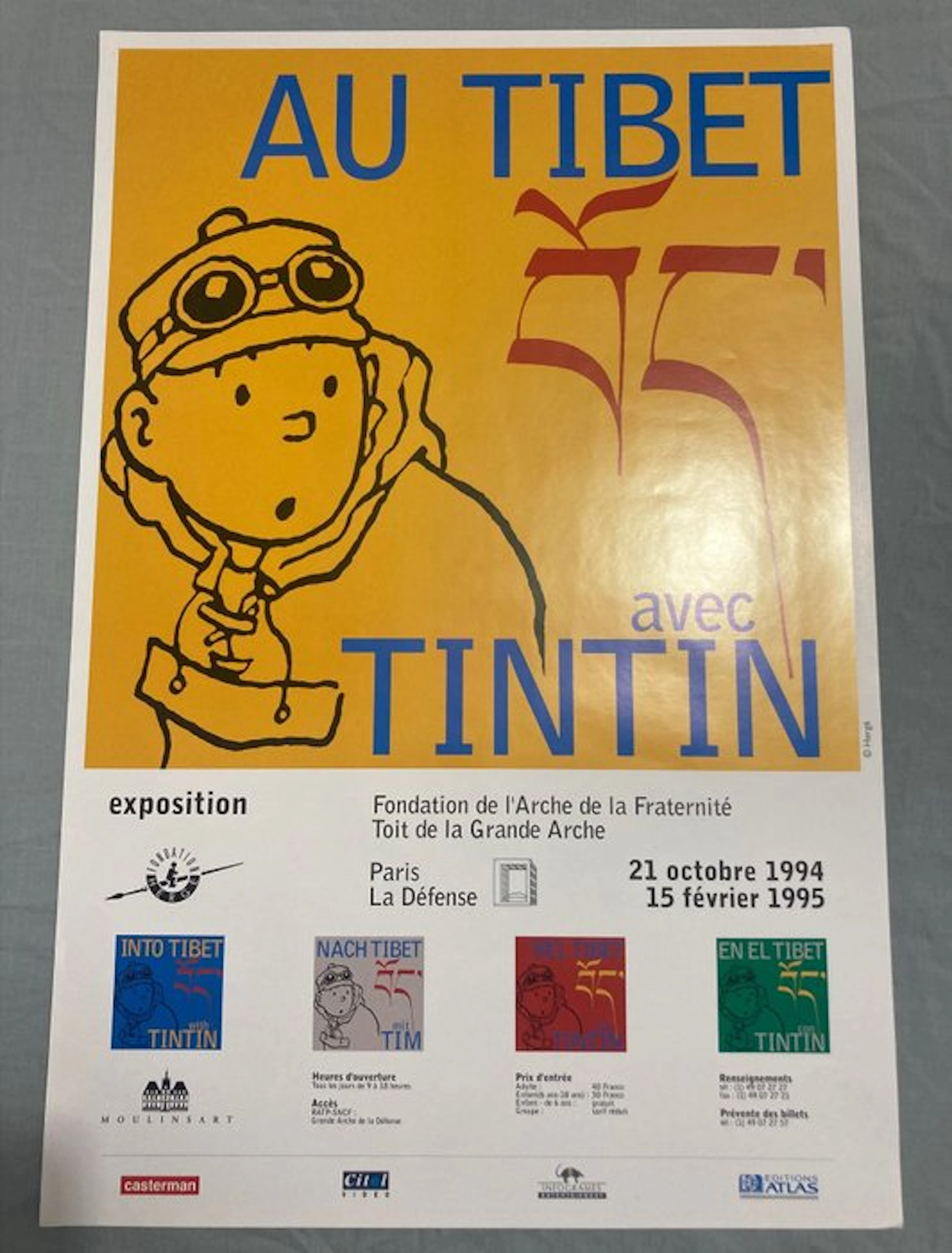 Hergé - 1 Offset Print - Tintin - affiche de l'exposition...