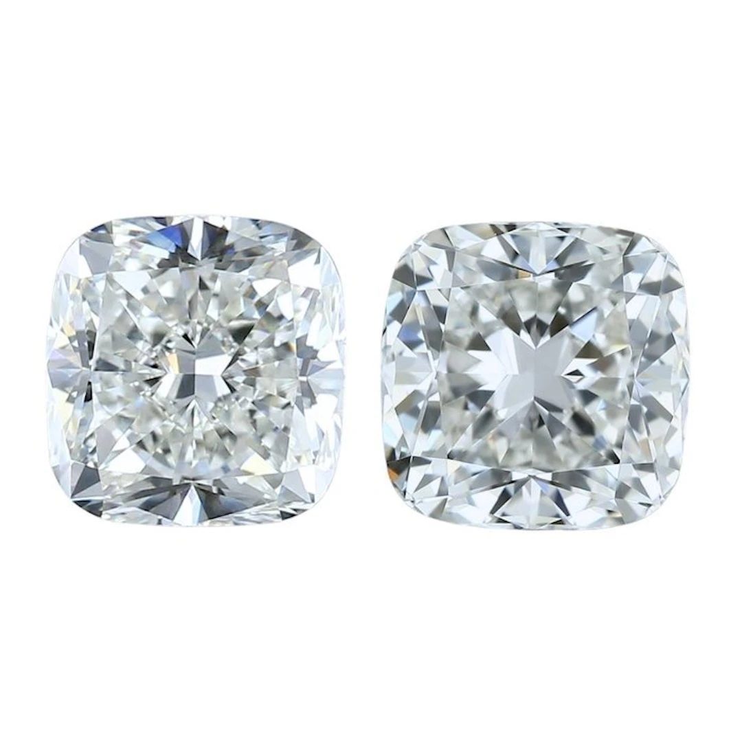 2 pcs Diamond (Natural) - 3.17 ct - Cushion - H - IF...