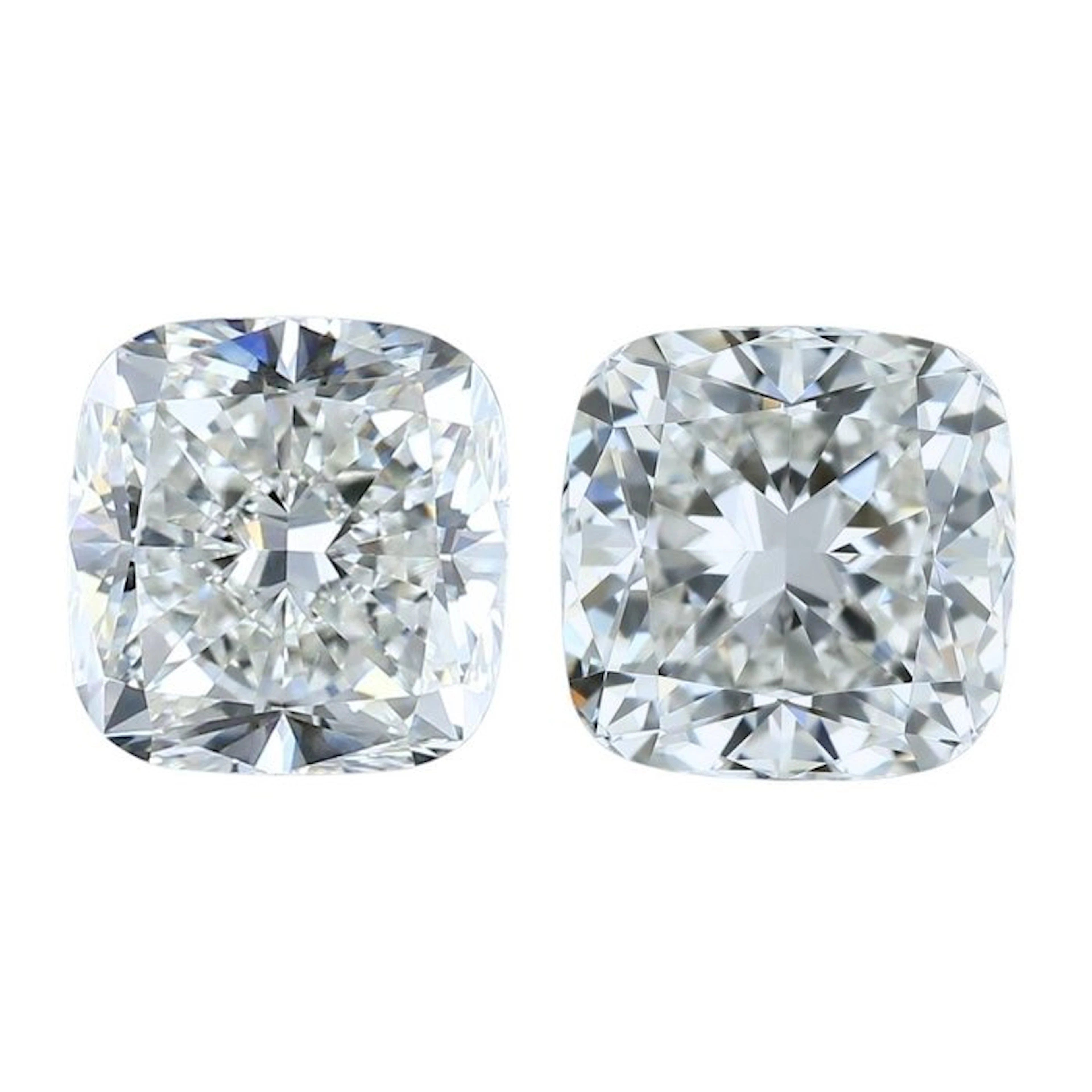 2 pcs Diamond (Natural) - 3.17 ct - Cushion - H - IF...