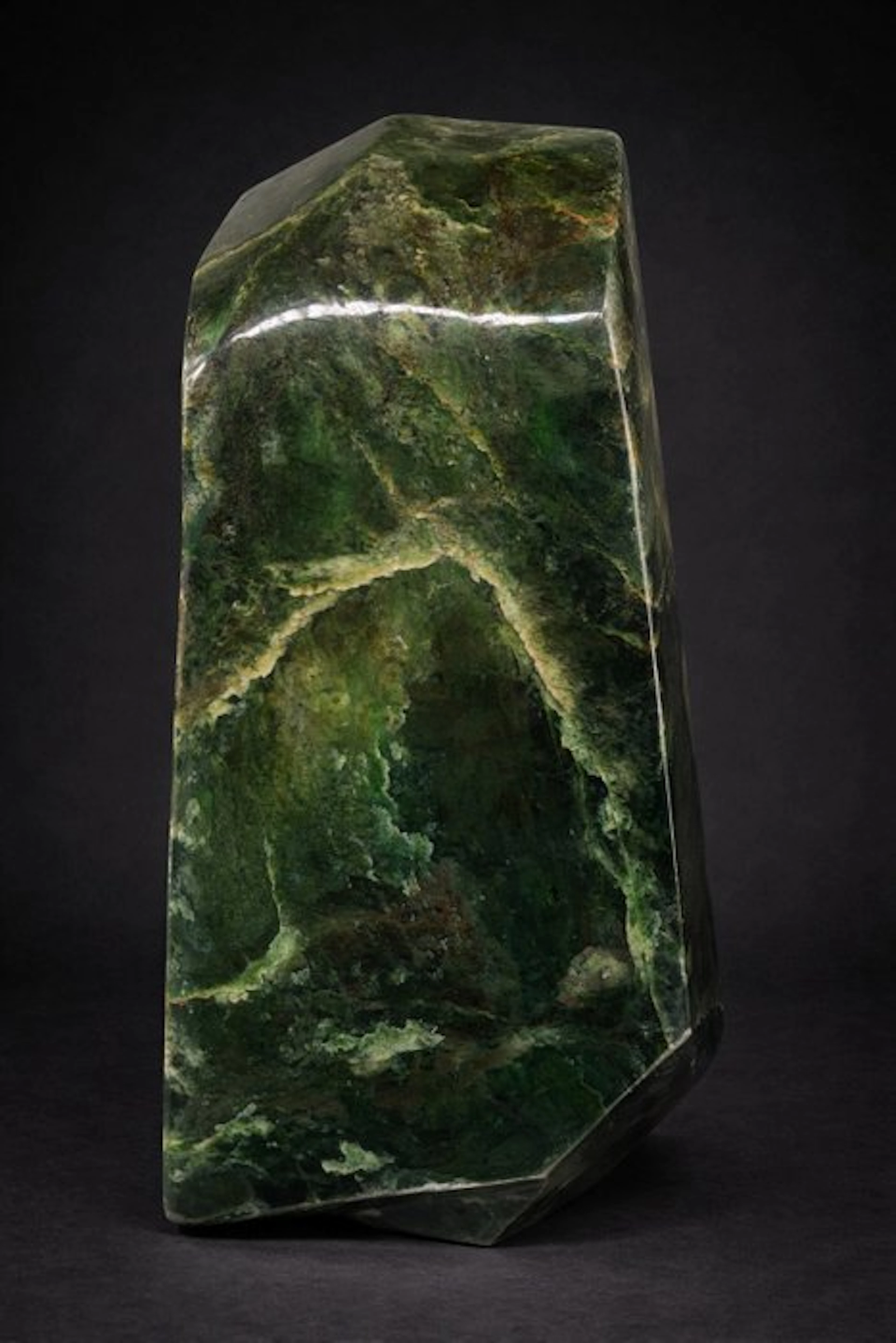 Elegant Nephrite Jade Freeform Sculpture in Rich Dark...