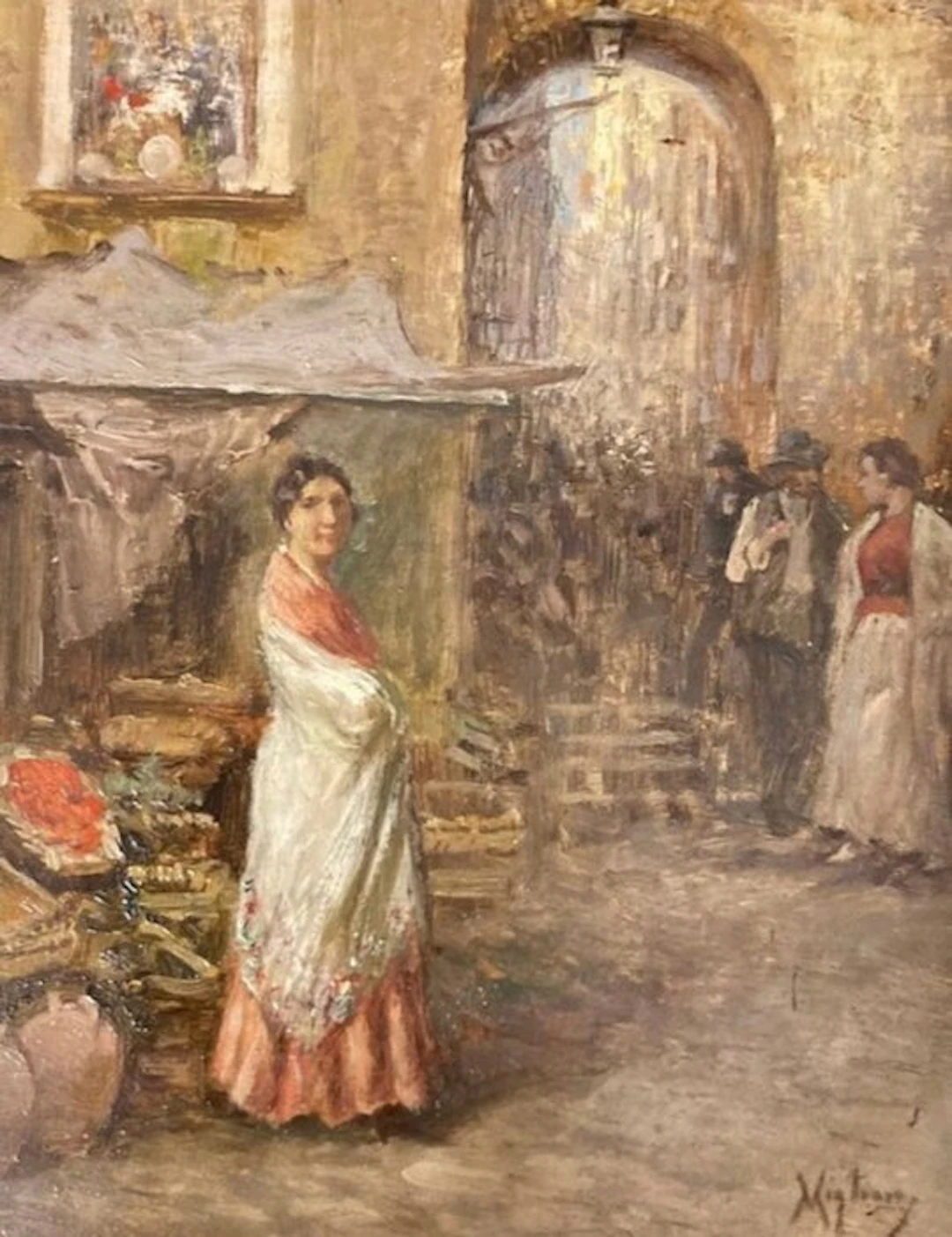Vincenzo Migliaro (1858-1938) - Scena di vicolo napoletano