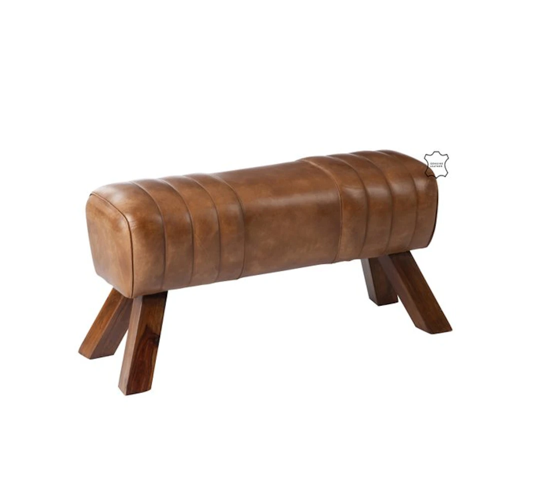 Gym Hall Bench - Real Leather - Hall bench - Leather, Wood