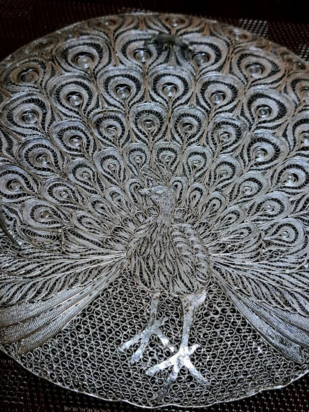 Peacock filigree plate - Silver - Asia - 21st century