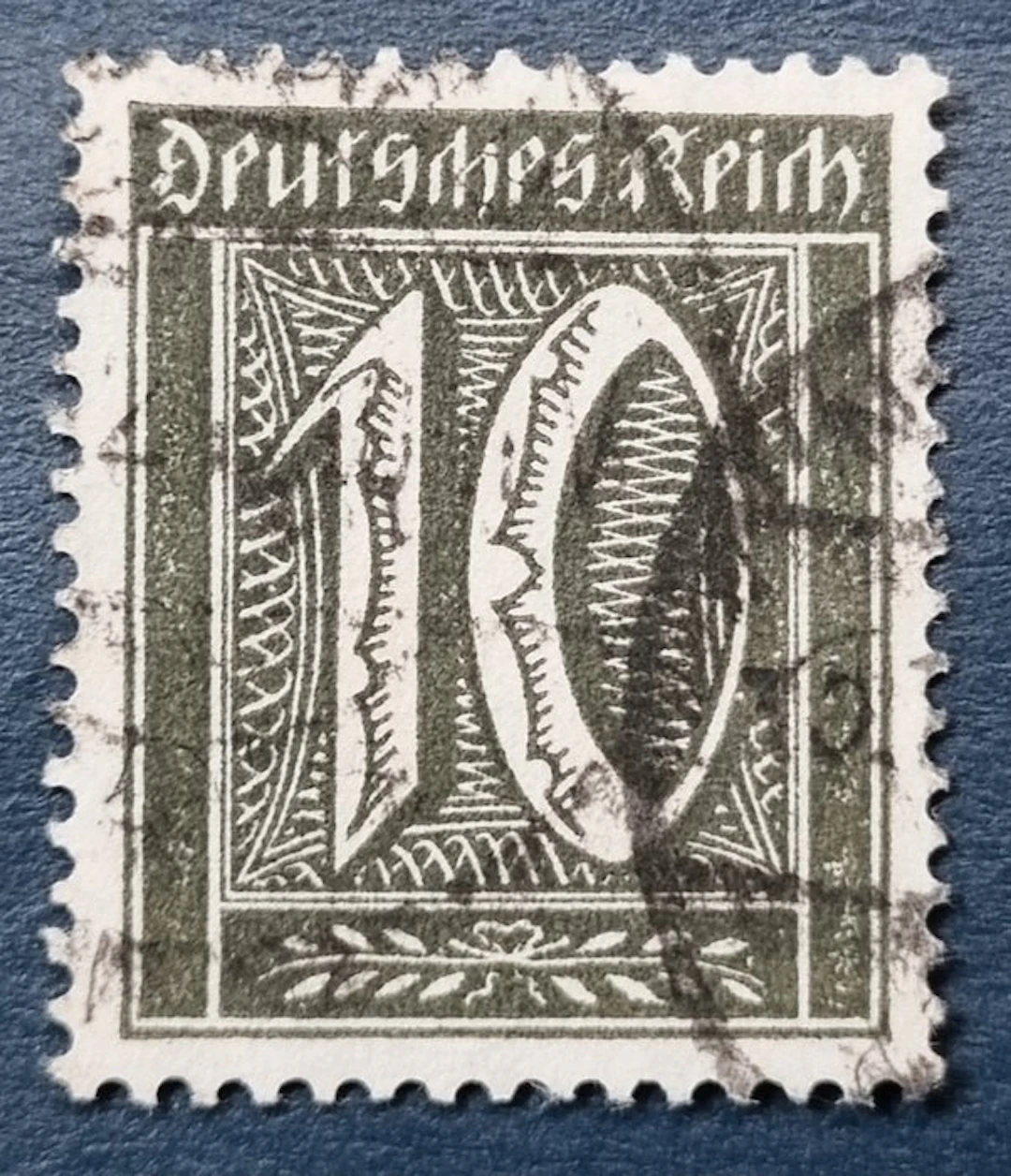 German Empire 1921 - 10 PFG black olive Approved: Bechthold/INFLA