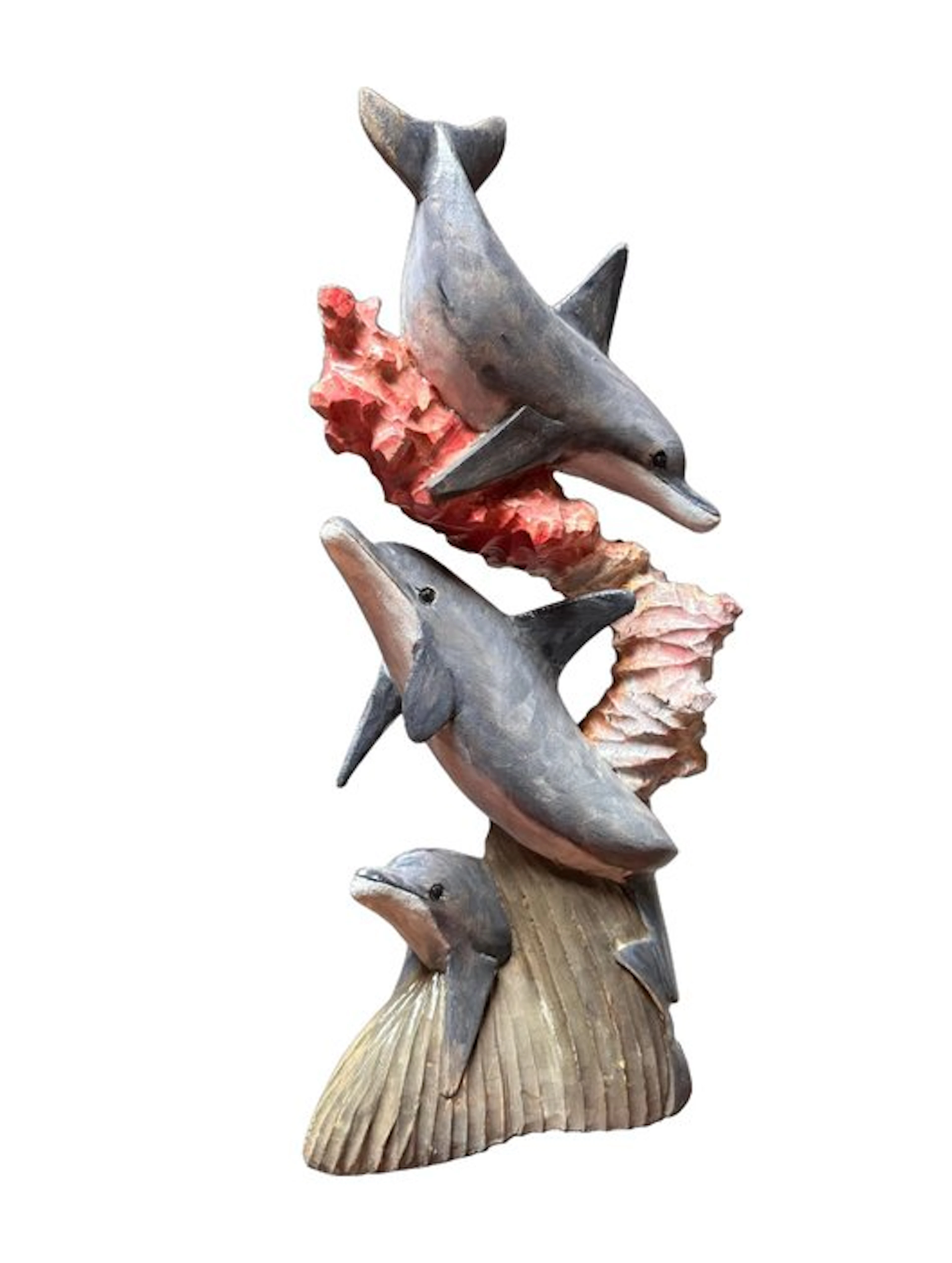 Sculpture, Delfini - 50 cm - Wood - 1990