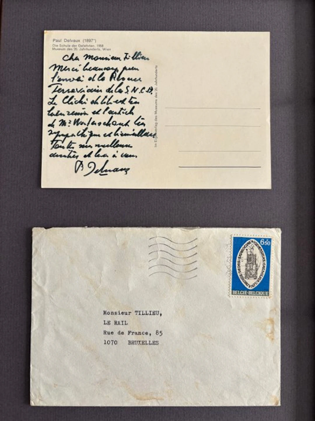 Paul Delvaux - Originele handgeschreven en gesigneerde...