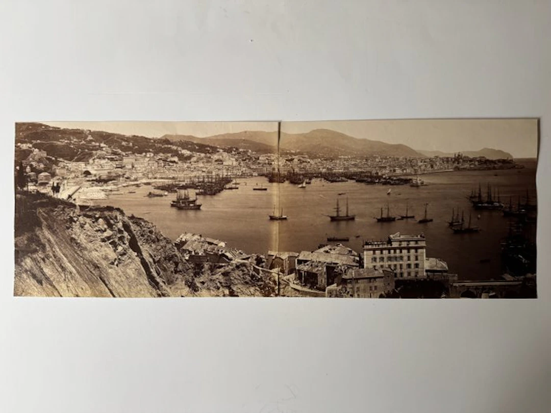 Alinari / Noack - Panorama of the port of Genoa from San Benigno