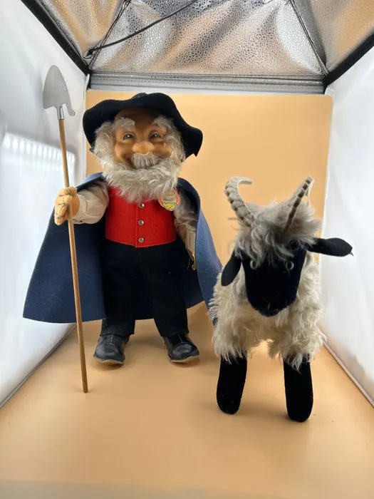 Steiff - Figure - Steiff Schäfer mit Ziege (2) - Plastic