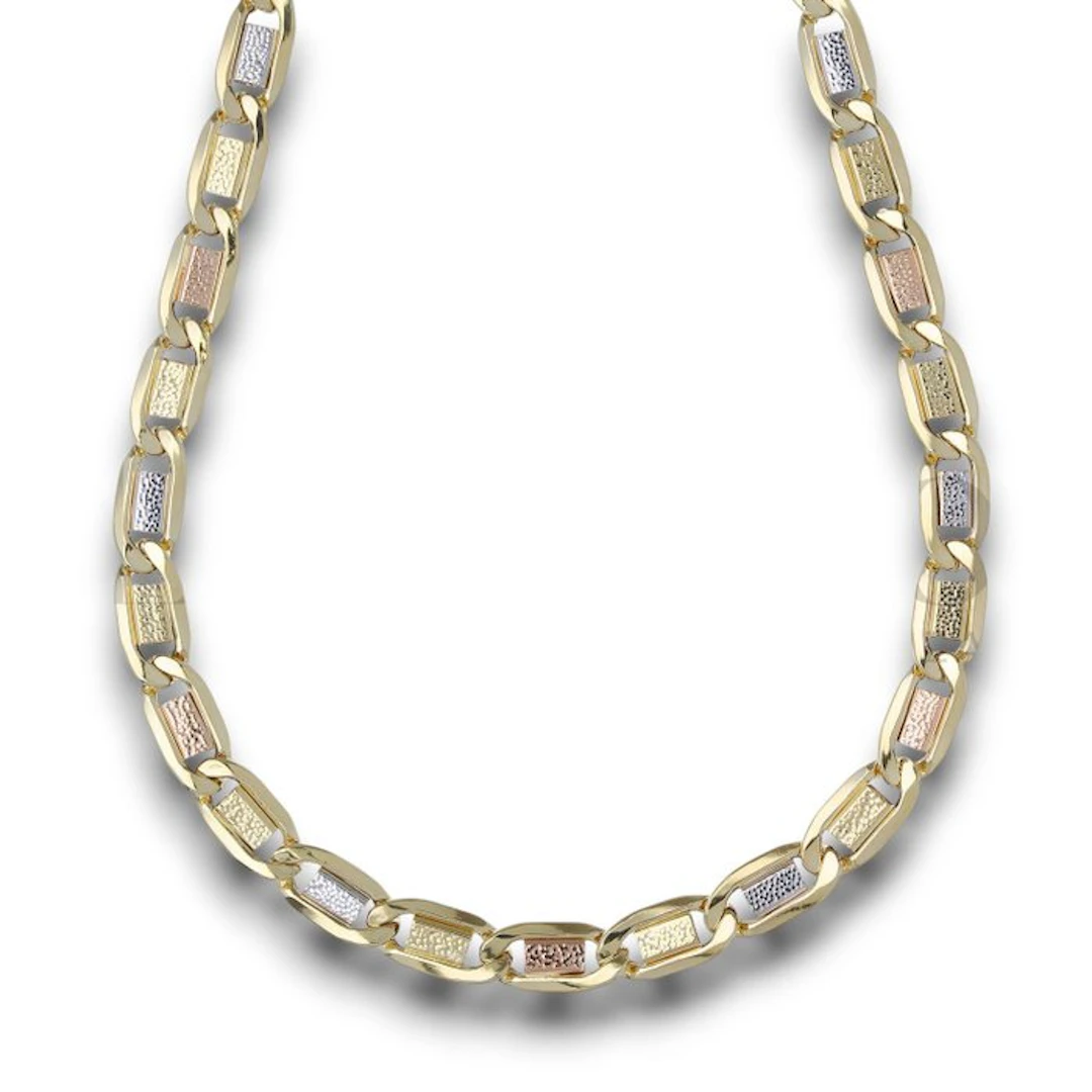 Necklace - 18 kt. Yellow gold, White gold, Rose gold - Flat Chain 23.5 g