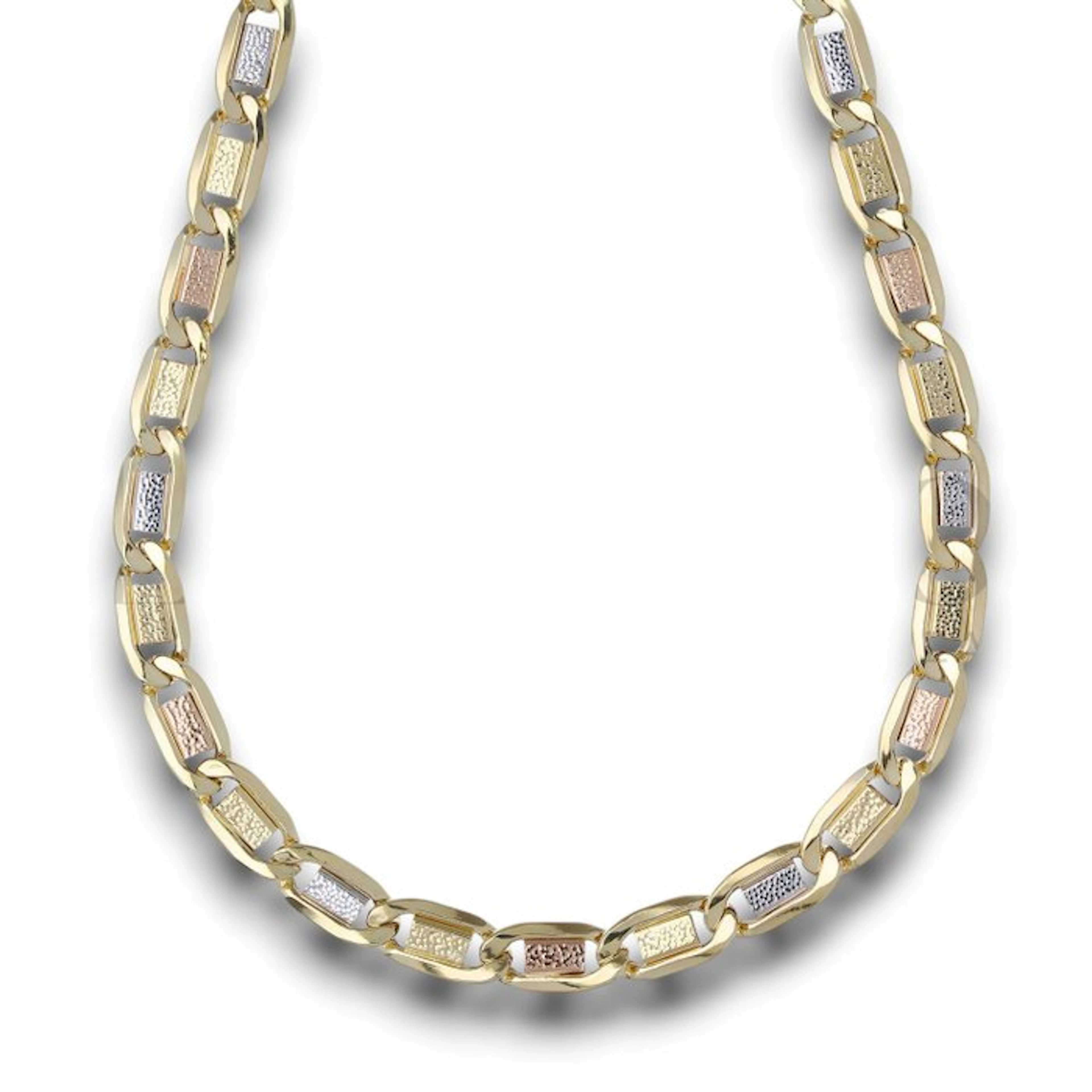 Necklace - 18 kt. Yellow gold, White gold, Rose gold - Flat Chain 23.5 g
