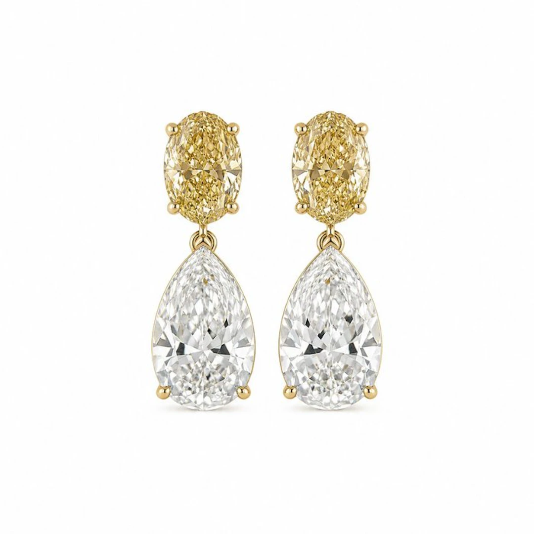 Earrings - 14 kt. Yellow gold - 6.00ct. tw. Diamond (Lab-grown) - Diamond