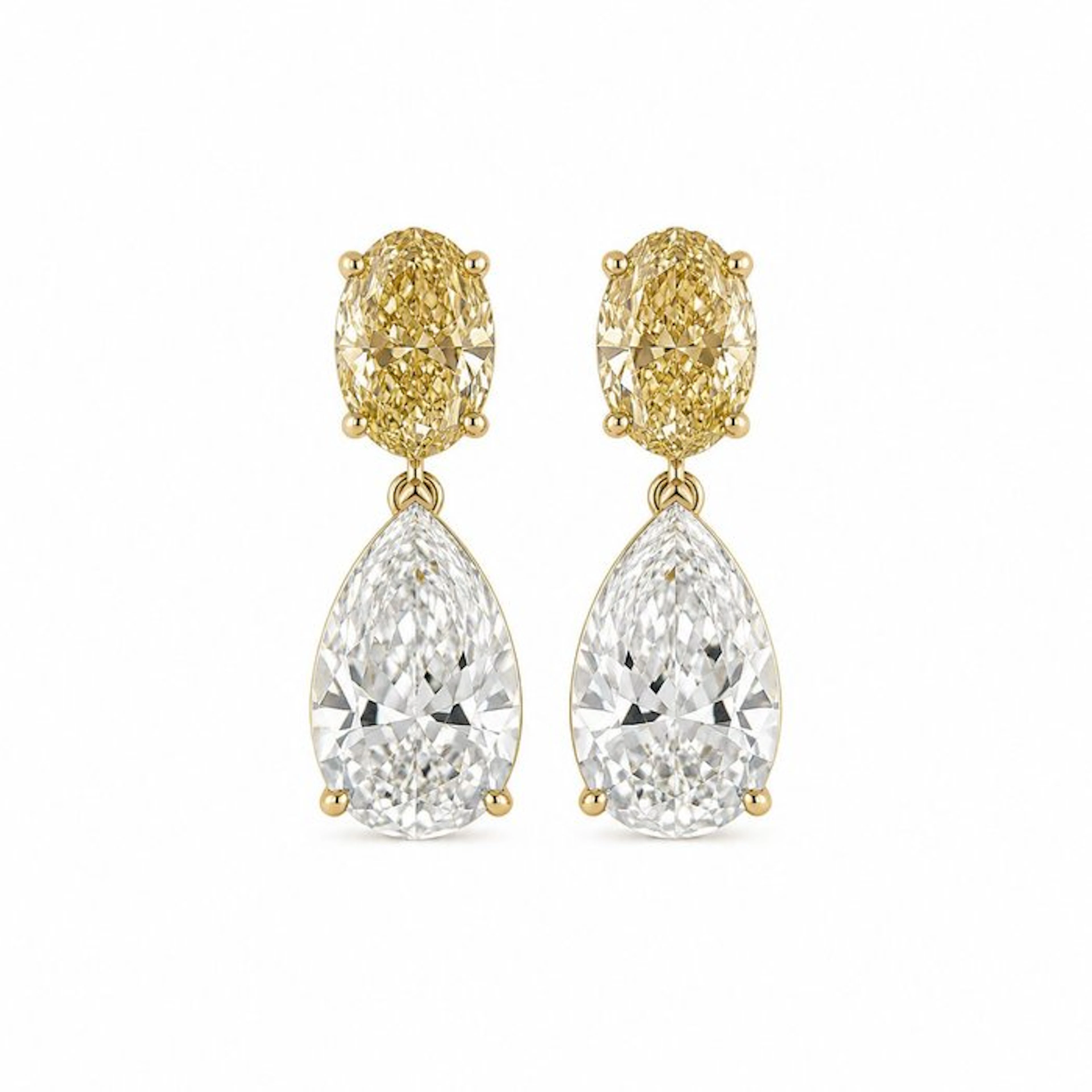 Earrings - 14 kt. Yellow gold - 6.00ct. tw. Diamond (Lab-grown) - Diamond