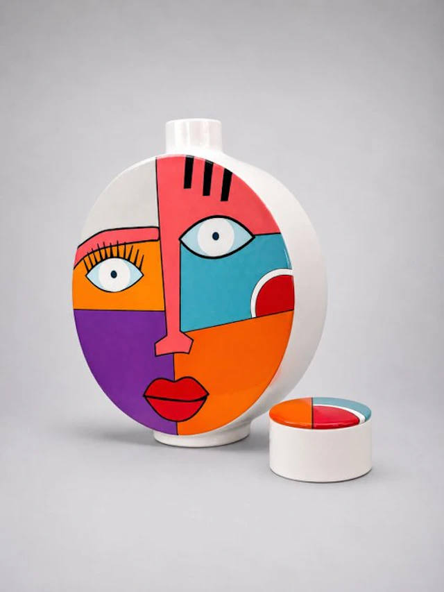 Vase - Hand-painted - Design - Ceramic - Pop Art / Cubism face