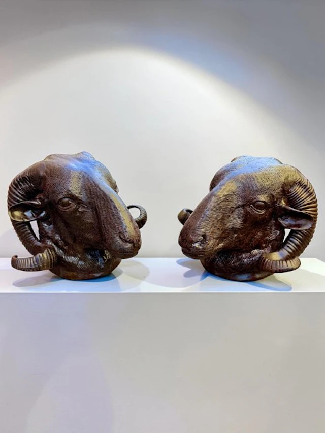 French School (XX) - 2x Bronze Ram Head -2.75 kg each