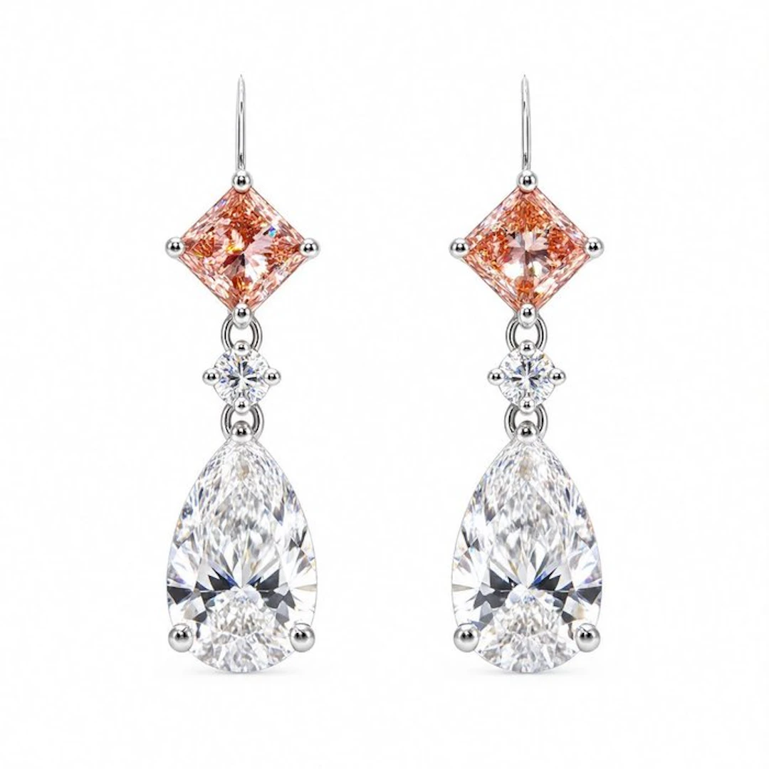Earrings - 14 kt. White gold - 10.01ct. tw. Diamond (Lab-grown) - Diamond