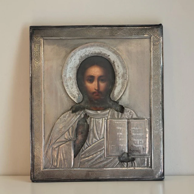 Icon - Christ Pantocrator - .875 (84 Zolotniki) silver