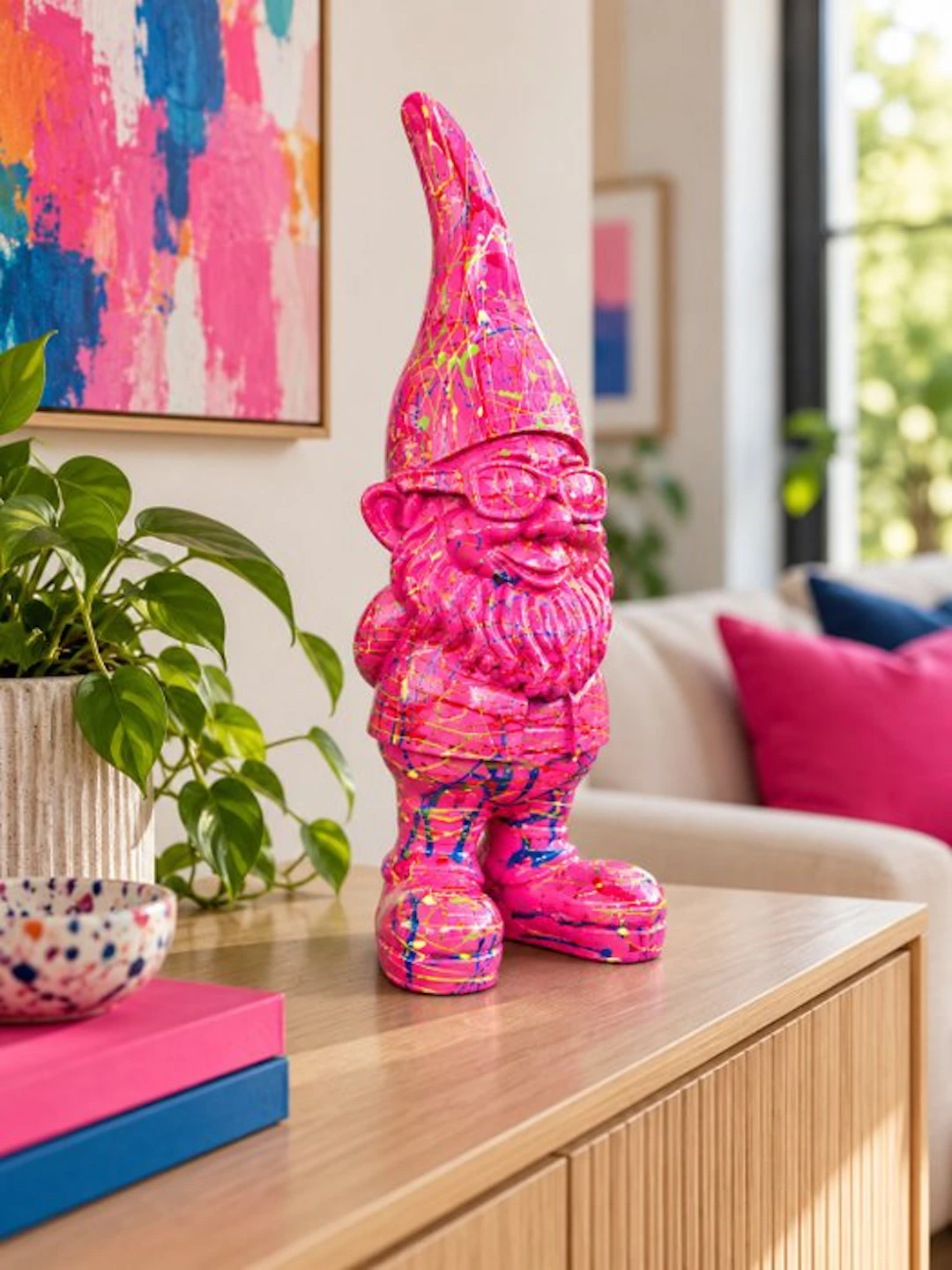 Statue, funny gnome with sunglasses - 41 cm - polyresin