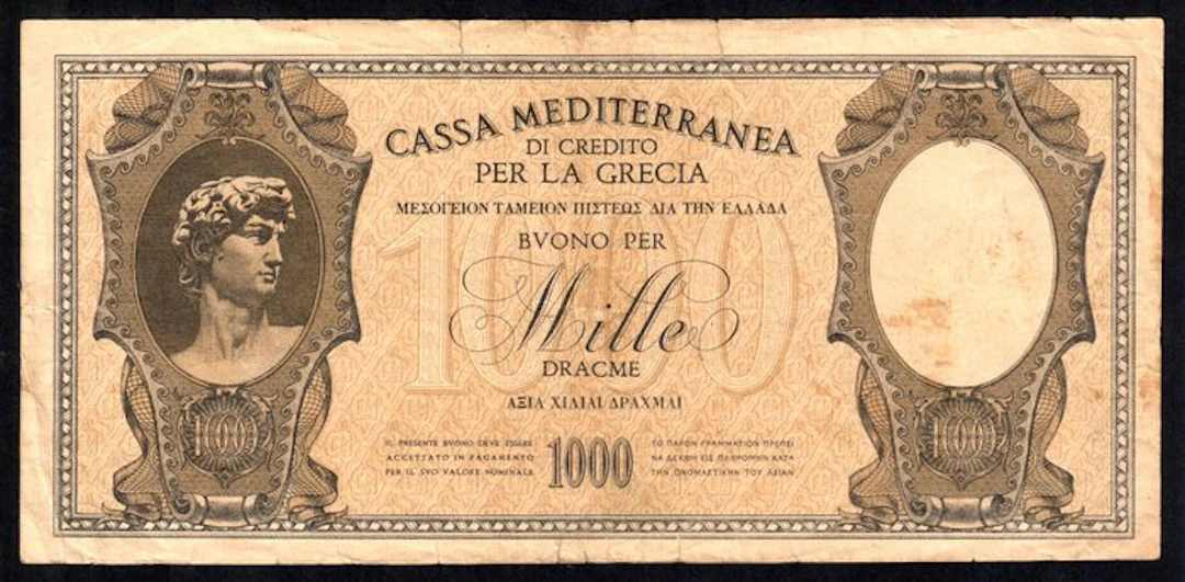 Greece. 1000 Drachma 1941 - Cassa Mediterraneo di Credito...