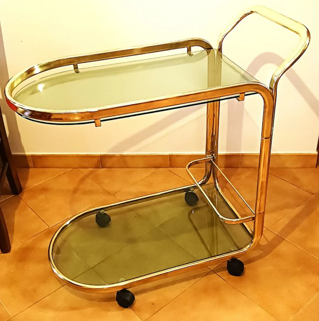 Serving trolley - Gilt brass - Morex Italia - the Seventies