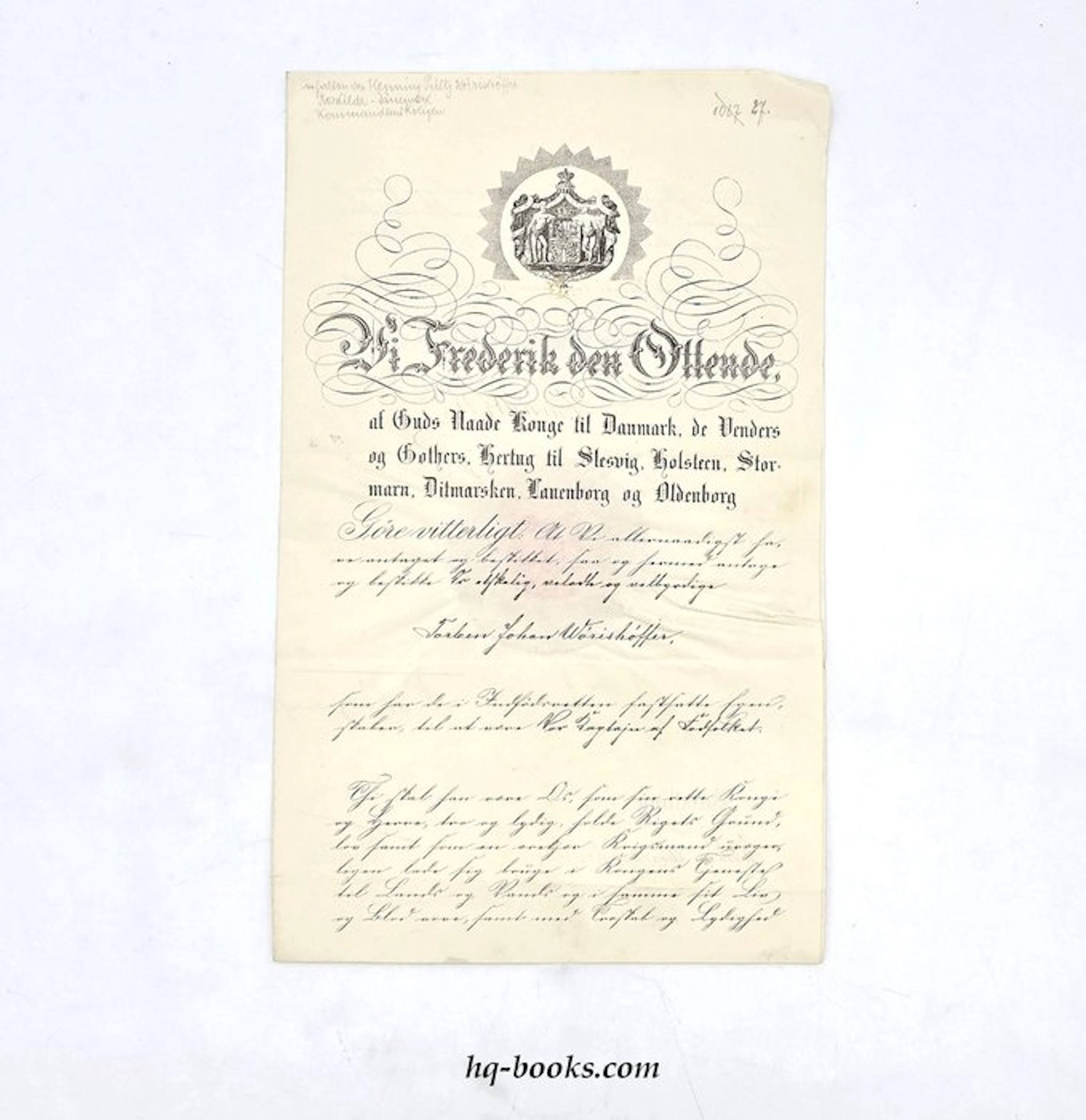 King Frederik VIII. of Denmark - Danish Royal Honour Certificate - 1909