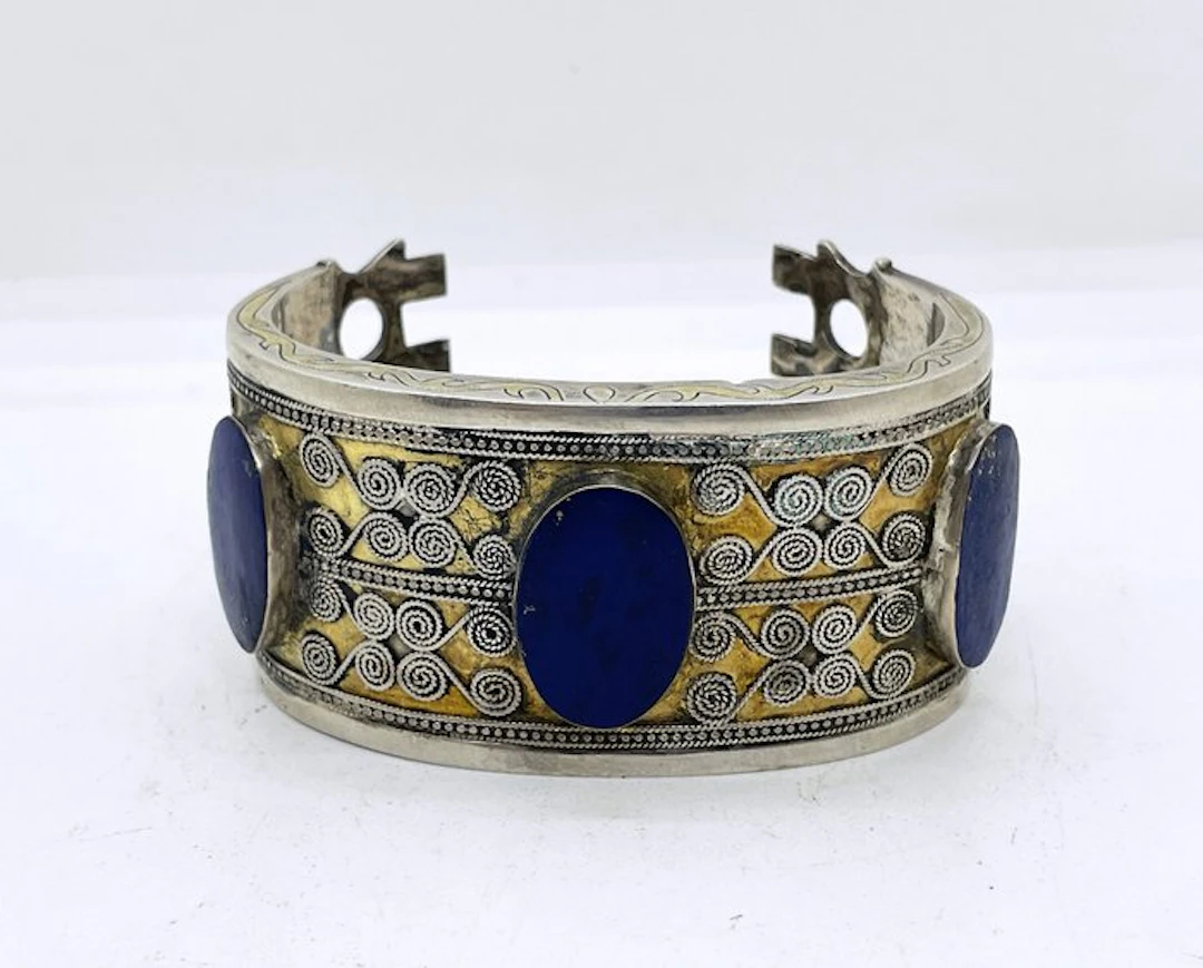 High-quality antique Turkmen silver bracelet - Silver gilt